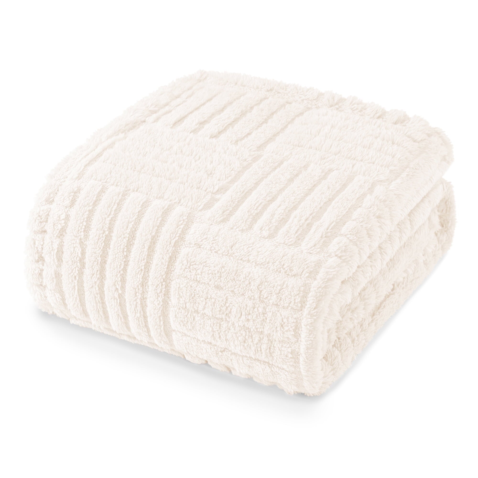 Decorative Knitted Fluffy Fleece Throw Blanket 50"x60" for Couch, Bed, Sofa, Fuzzy Soft Cozy Throw with Decorative Jacquard Pattern for ... - Super Soft Reversible Sherpa Flannel Blanket - Default Title