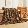 Cozy Fleece Luxury Faux Fur Leopard Print Throw, Soft 50x60 Cheetah Print Fluffy Blanket, Shaggy Plush Decorative Couch Throw, Cu... - Luxury Knitted Decorative Throw Blanket with Fringes - Default Title
