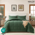 Hypoallergenic Cloud 3-Piece Twin Size Comforter Set, Green Down Alternative Reversible Bedding Set, All-Season Quilted Soft Comforter wit... - All-Season Down Alternative Comforter Insert - Default Title