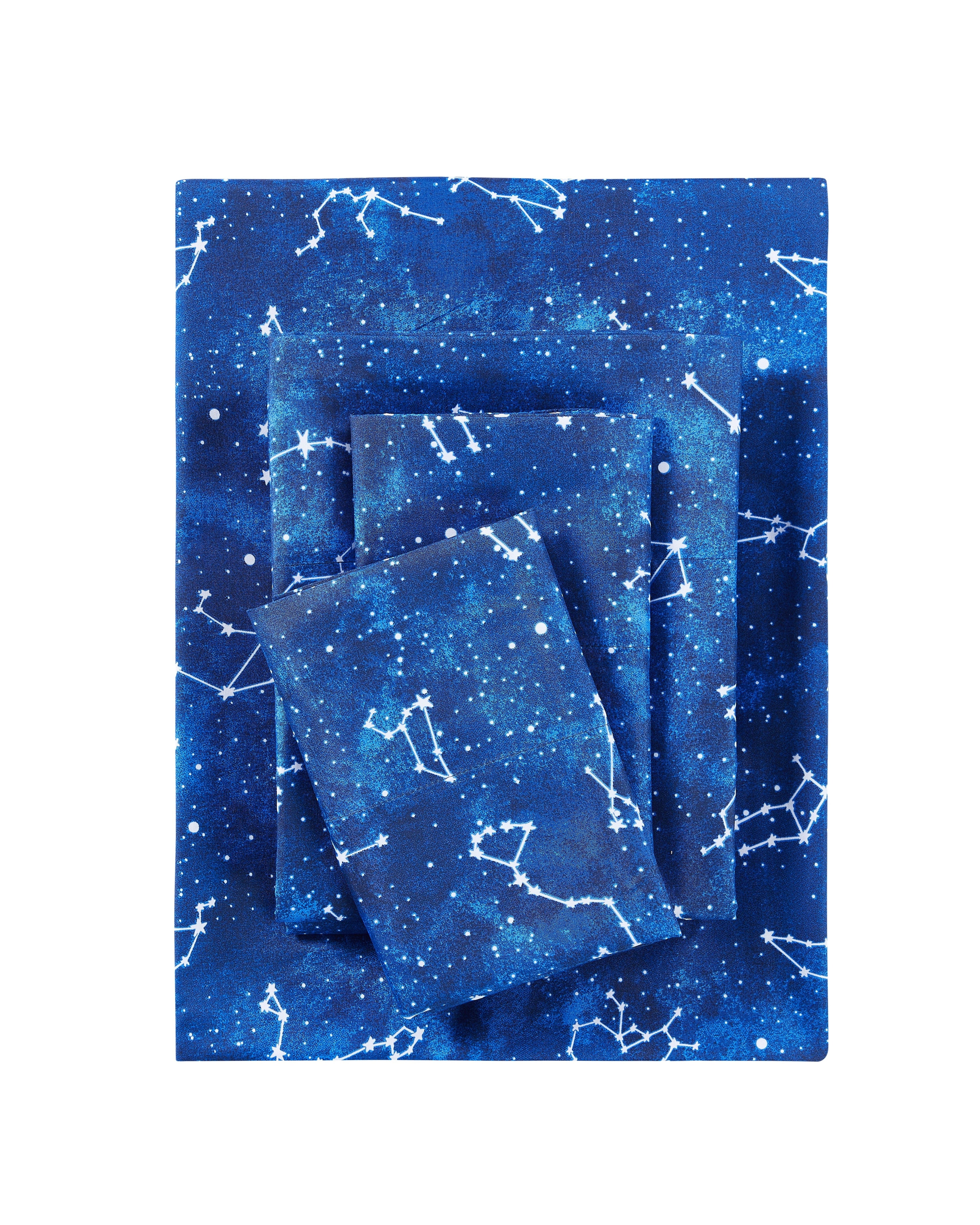 Breathable Luxury Kids Soft Microfiber Sheet Set, Navy Blue Stars, Full, 4 Pieces, Easy Care - Breathable Egyptian Cotton Flat & Fitted Sheets - Default Title
