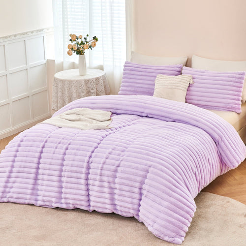 All-Season Fleece Twin Comforter Set, Light Purple Super Soft Furry Plush Bedding, Luxury Fluffy Fuzzy Heavy Bed Set for Winter ... - All-Season Down Alternative Comforter Insert - Default Title