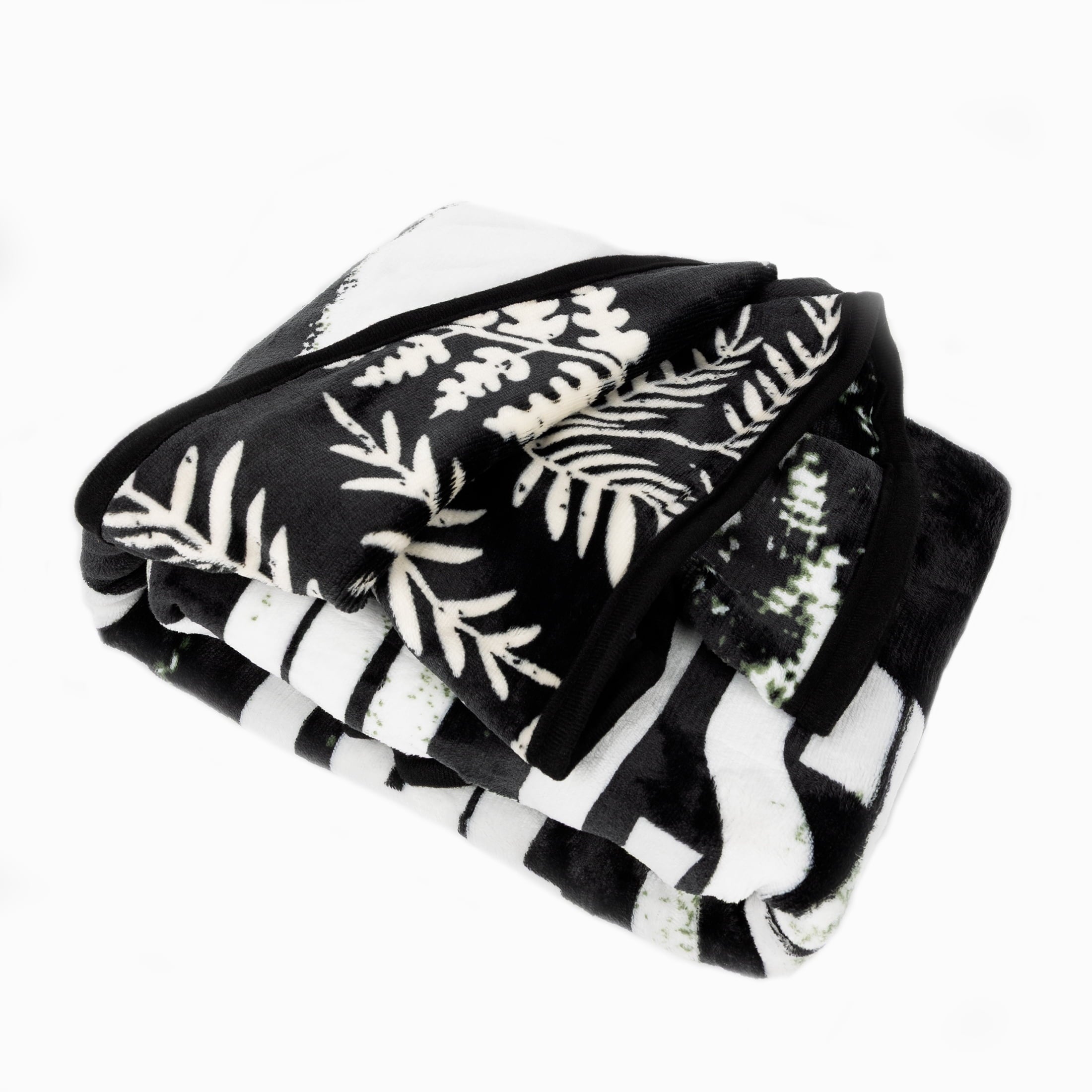 Decorative Knitted Black and White Polyester Throw Blanket, 50" X 60" - Lightweight Plush Warm Blanket for All Seasons Detail