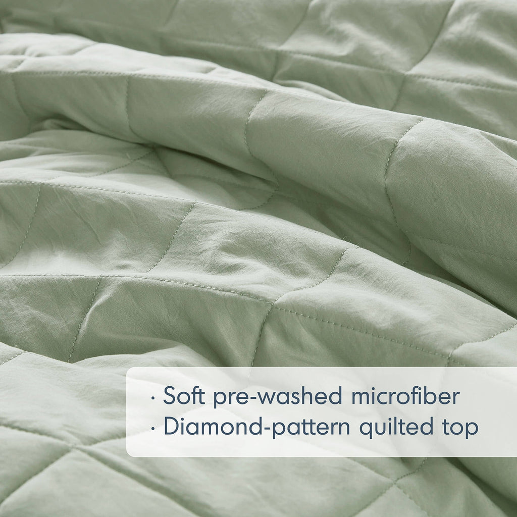 All-Season Full/Queen Comforter Set Sage, 3 Pieces Quilted Ruffle Comforters Full/Queen Size, Solid Bedding Comforters Sets, Gif... - Hypoallergenic Ultra-Fluffy Quilt for Winter Detail