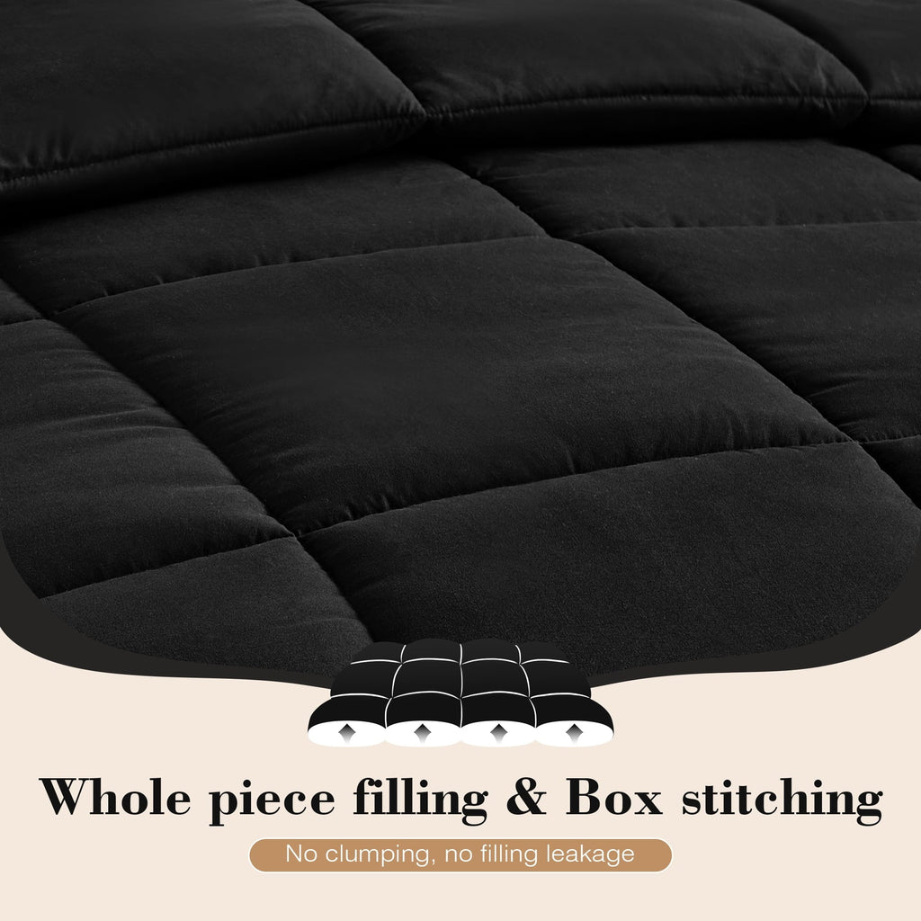 All-Season Queen Size Comforter Sets, 3 Piece Soft Quilted Bedding Sets, All-Season Down Alternative Comforter with 2 Pillow Sha... - Luxurious Quilted Duvet Cover Set Detail
