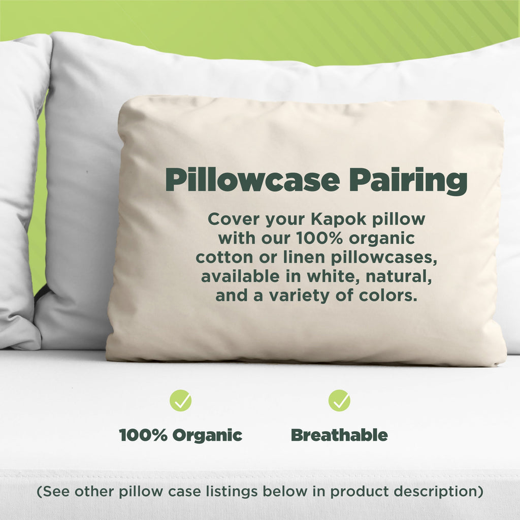 Hotel Collection Kapok 20x26" Standard Bed Pillow – Organic Cotton Fabric Soft Sleeping Pillow - Made in USA - Hotel Quality Plush Sleeping Pillows Detail