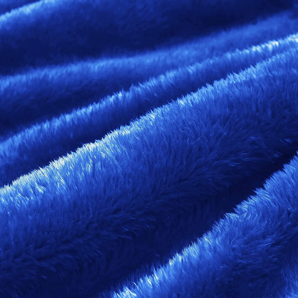 Lightweight Warm Plush Fuzzy Fleece Throw Blanket (40" x 50", Cobalt Blue)- Soft, Warm and Lightweight - Luxury Knitted Decorative Throw Blanket with Fringes Detail