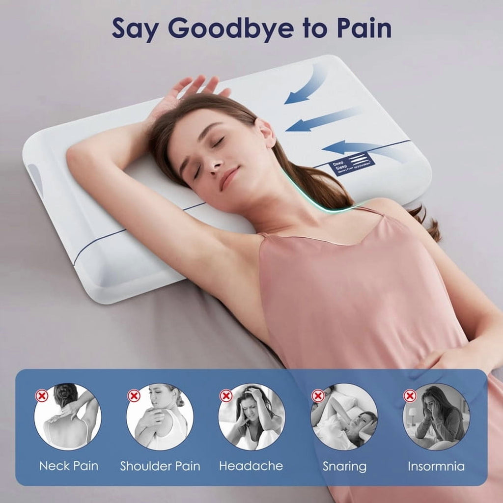 Hotel Collection Cooling Memory Foam Bed Pillow for Neck Pain Relief, Two-Sided Cooling Pillow for Back, Stomach and Side Sleepers, Tw... - Ergonomic Memory Foam Pillow for Neck Pain Support Detail