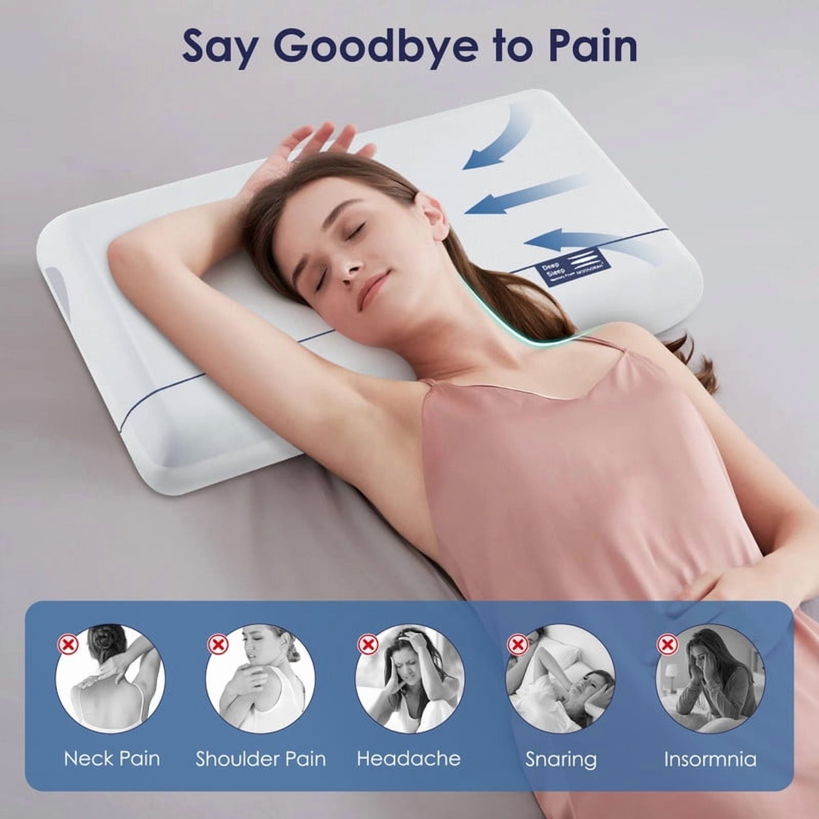 Hotel Collection Cooling Memory Foam Bed Pillow for Neck Pain Relief, Two-Sided Cooling Pillow for Back, Stomach and Side Sleepers, Tw... - Ergonomic Memory Foam Pillow for Neck Pain Support Detail