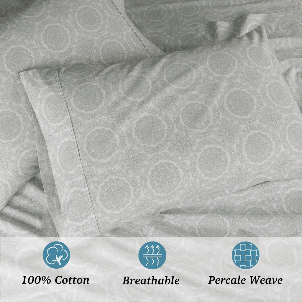 Wrinkle-Resistant 100% Cotton Queen Sheets Set, 4 Piece Bed Sheets Set with HeiQ Fresh, Percale Weave, Hotel Luxury, Ultra Soft Sheets ... - Premium Ultra-Soft Pillowcase Pair for Sleeping Detail
