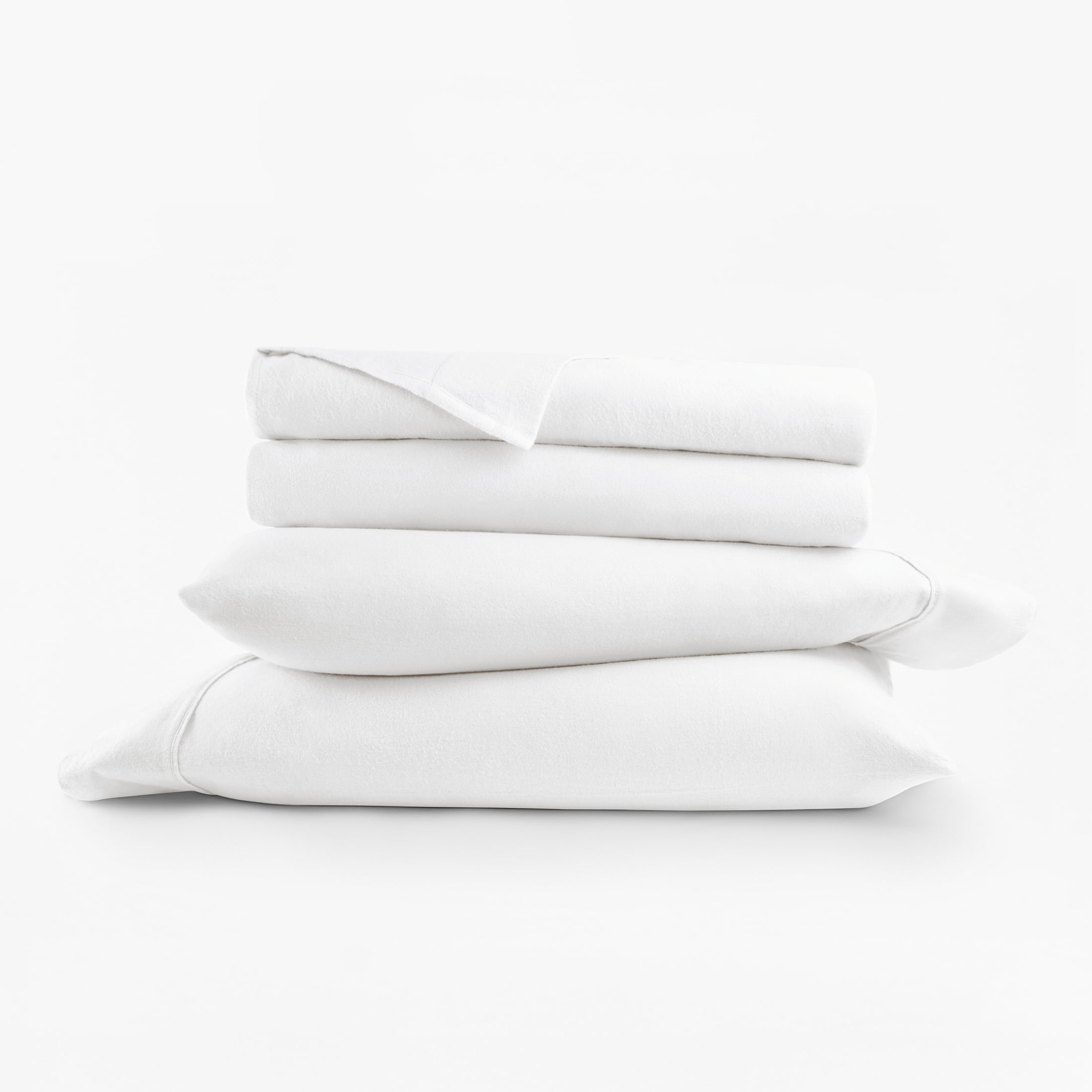 Ultra-Soft 100% Cotton Flannel Bed Sheets Set for Full Size Bedding in White - Luxury Bed Sheet Set with Deep Pockets Detail