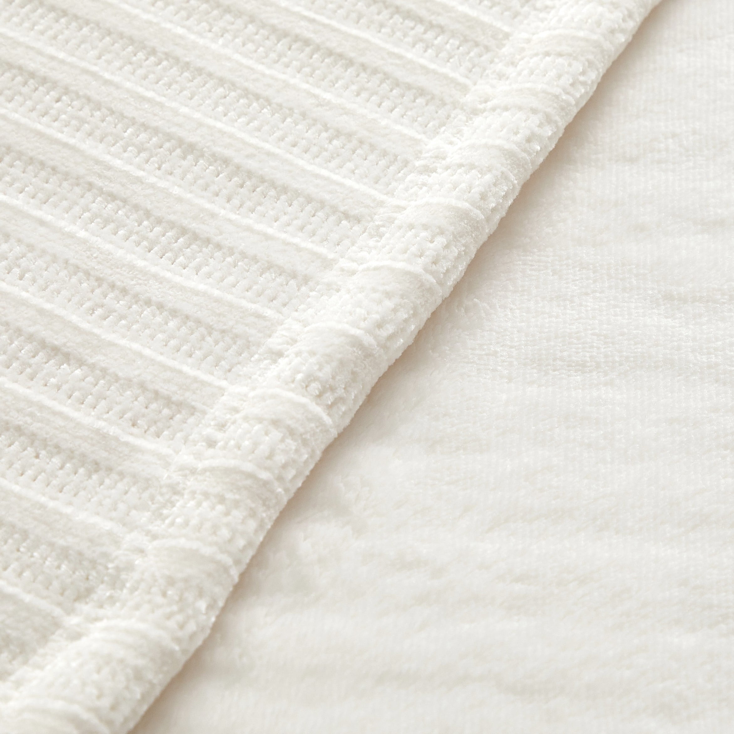 Decorative Knitted Cozy Chenille Reverse to Plush Soft Couch Throw, Vanilla Dream, Standard Size - Luxury Knitted Decorative Throw Blanket with Fringes Detail