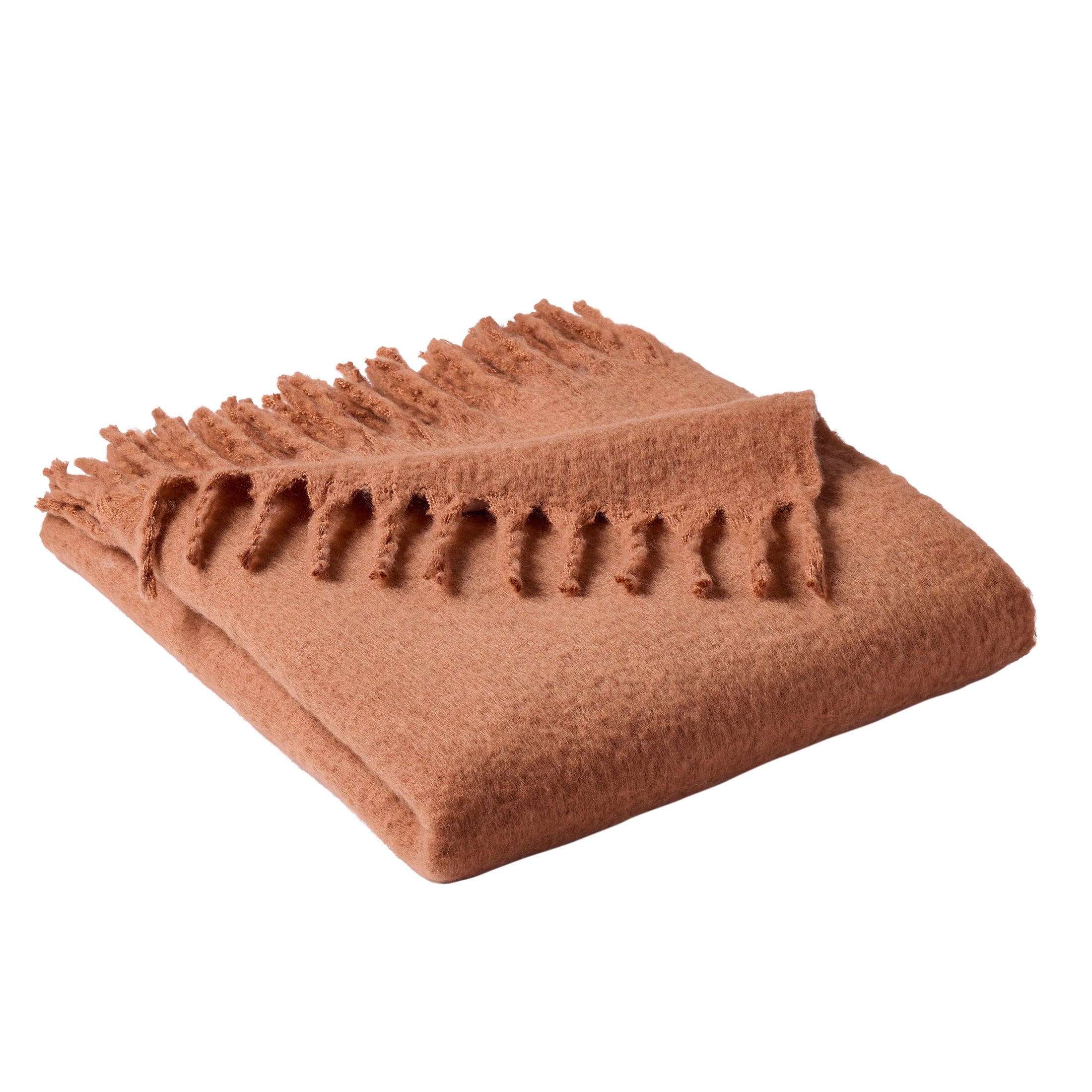 Decorative Knitted Faux Mohair Cozy Couch Throw Blanket Terracotta Clay, 50x72" - Cozy Fleece Throw Blanket for Couch & Bed Detail
