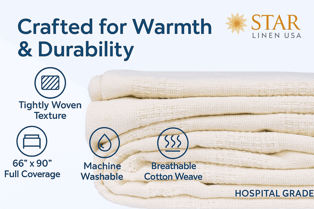 Lightweight Warm Hospital Thermal Blanket Throw Snag Free | 100% Cotton | Twin 66"x90" | White (1) - Cozy Fleece Throw Blanket for Couch & Bed Detail