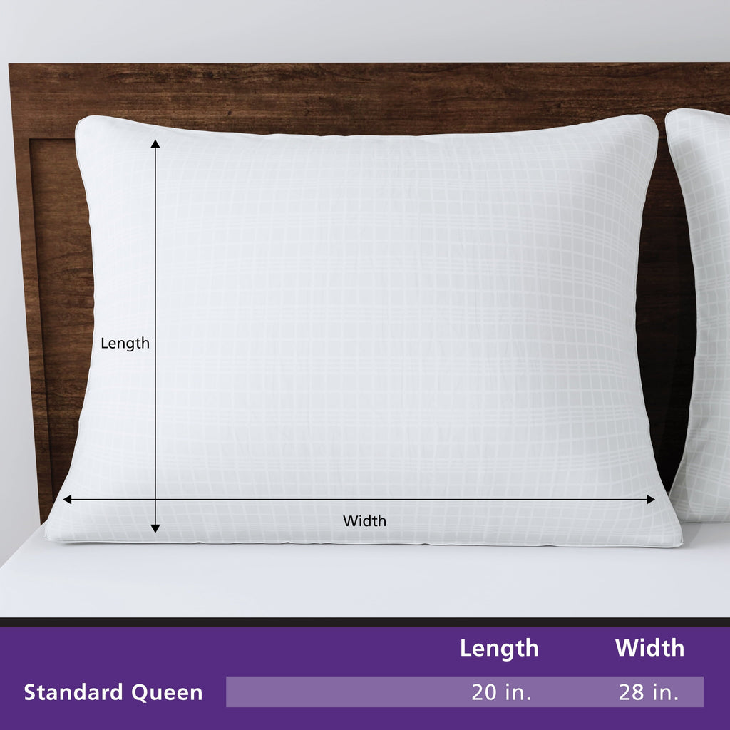 Fluffy Shredded Comfort Complete Bed Pillow, Standard/Queen, White- All Positions Antimicrobial - Decorative Throw Pillow Cushion for Sofa & Bed Detail
