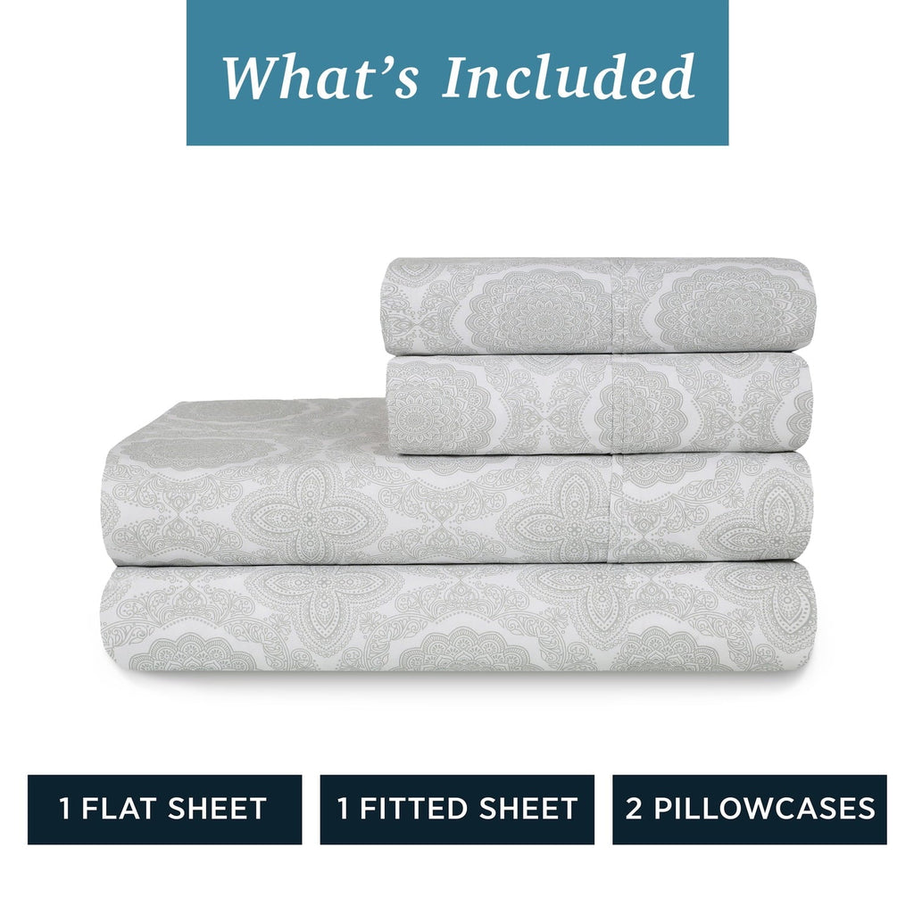 Wrinkle-Resistant 100% Cotton Queen Sheets Set, 4 Piece Bed Sheets Set with HeiQ Fresh, Percale Weave, Hotel Luxury, Ultra Soft Sheets ... - Premium Ultra-Soft Pillowcase Pair for Sleeping Detail