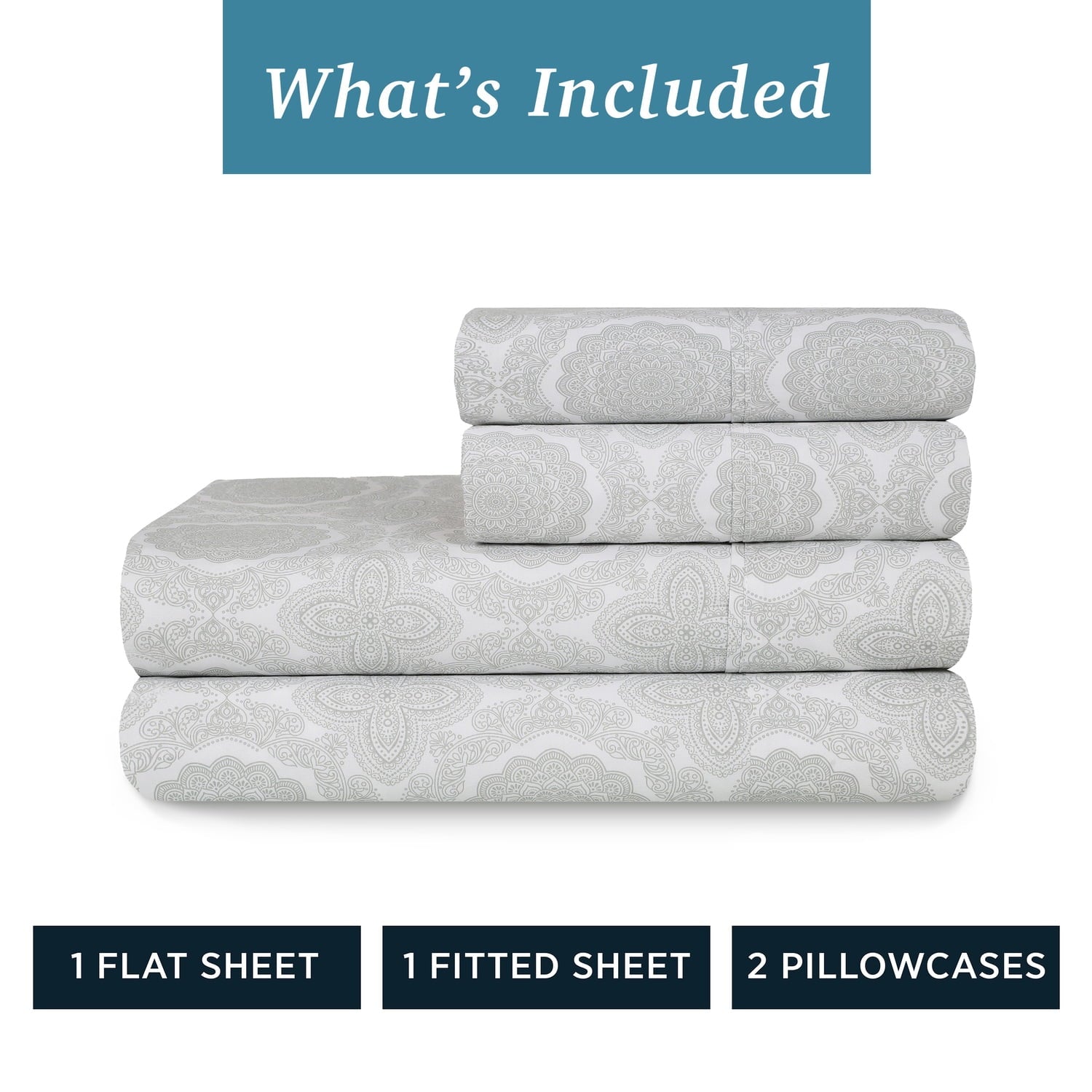 Wrinkle-Resistant 100% Cotton Queen Sheets Set, 4 Piece Bed Sheets Set with HeiQ Fresh, Percale Weave, Hotel Luxury, Ultra Soft Sheets ... - Premium Ultra-Soft Pillowcase Pair for Sleeping Detail