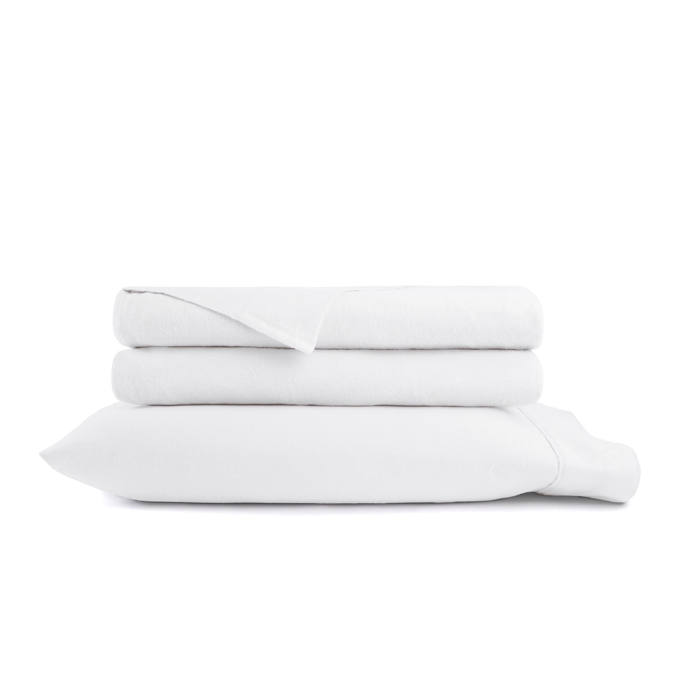 Ultra-Soft 100% Cotton Flannel Bed Sheets Set for Full Size Bedding in White - Luxury Bed Sheet Set with Deep Pockets Detail