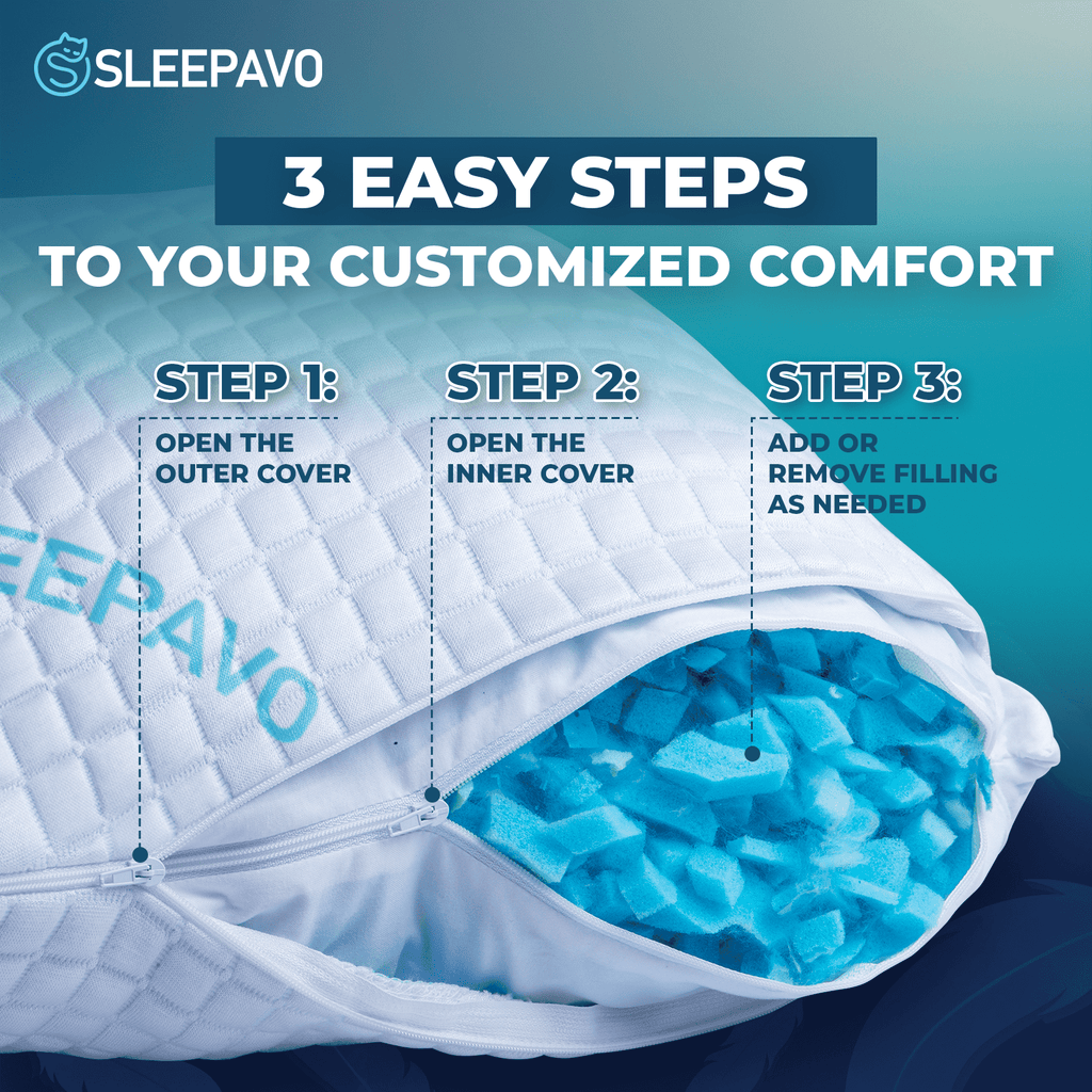 Fluffy Shredded Adjustable Shredded Memory Foam Pillows Queen Size Set of 2 - Extra Soft Cooling Bamboo Bed Pillows for Sleeping - Ba... - Decorative Throw Pillow Cushion for Sofa & Bed Detail