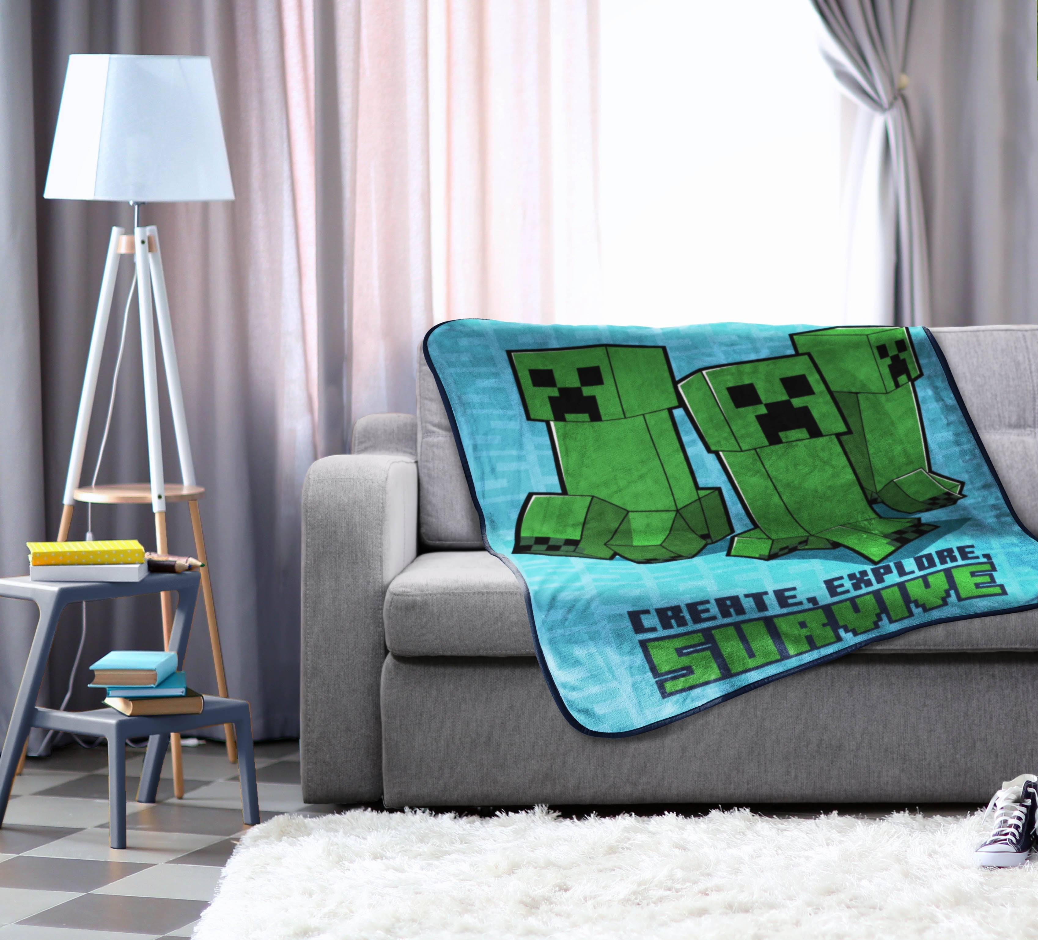 Reversible Sherpa Kids Silk Touch Throw Blanket, 46 x 60, Microfiber, Blue - Super Soft Reversible Sherpa Flannel Blanket Detail