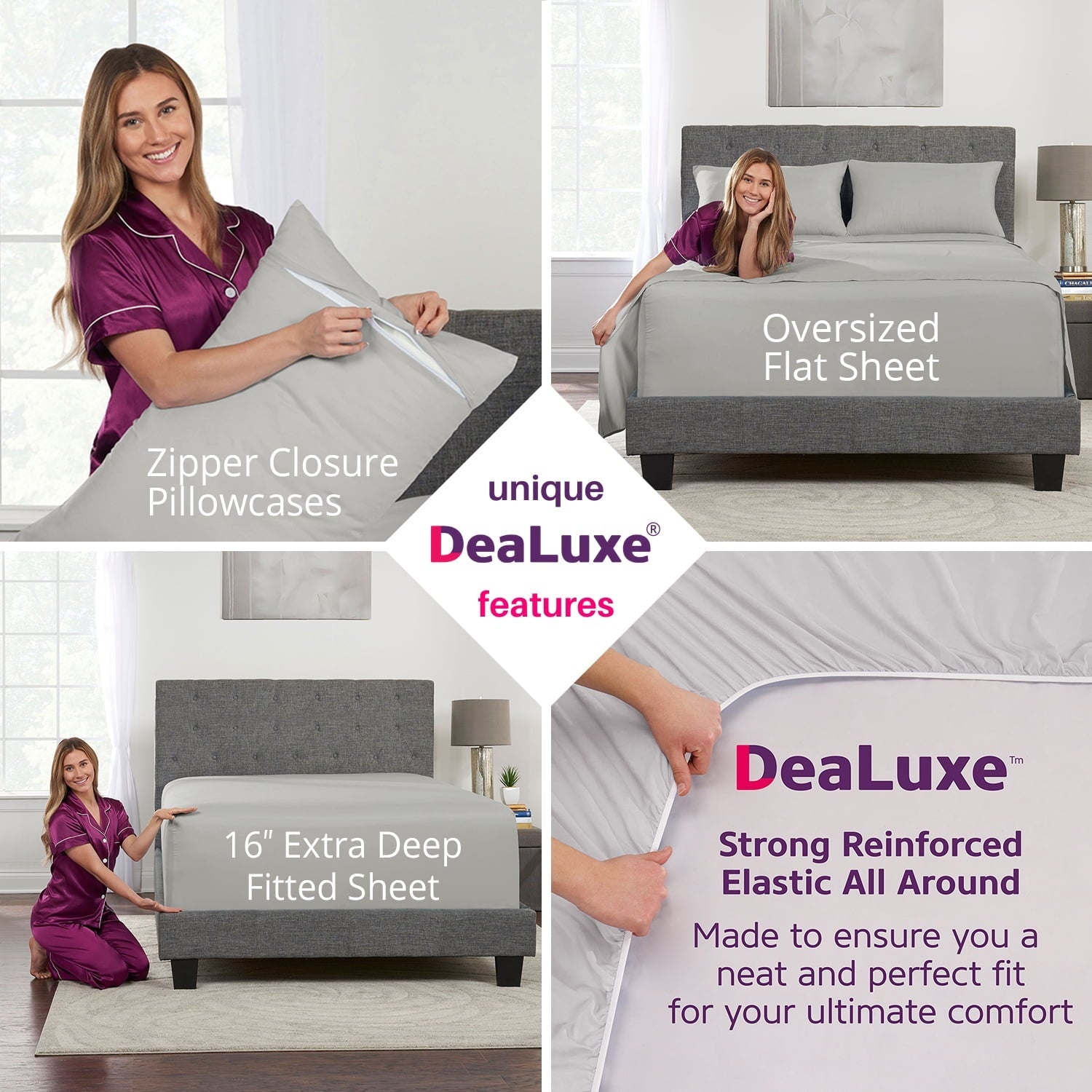 Breathable Luxury Bedding 21” King Extra Deep Pocket Sheets - Deep King Fitted Sheet - Super And Ultra Deep Sheet - For Deep Mattress -... - Luxury Bed Sheet Set with Deep Pockets Detail