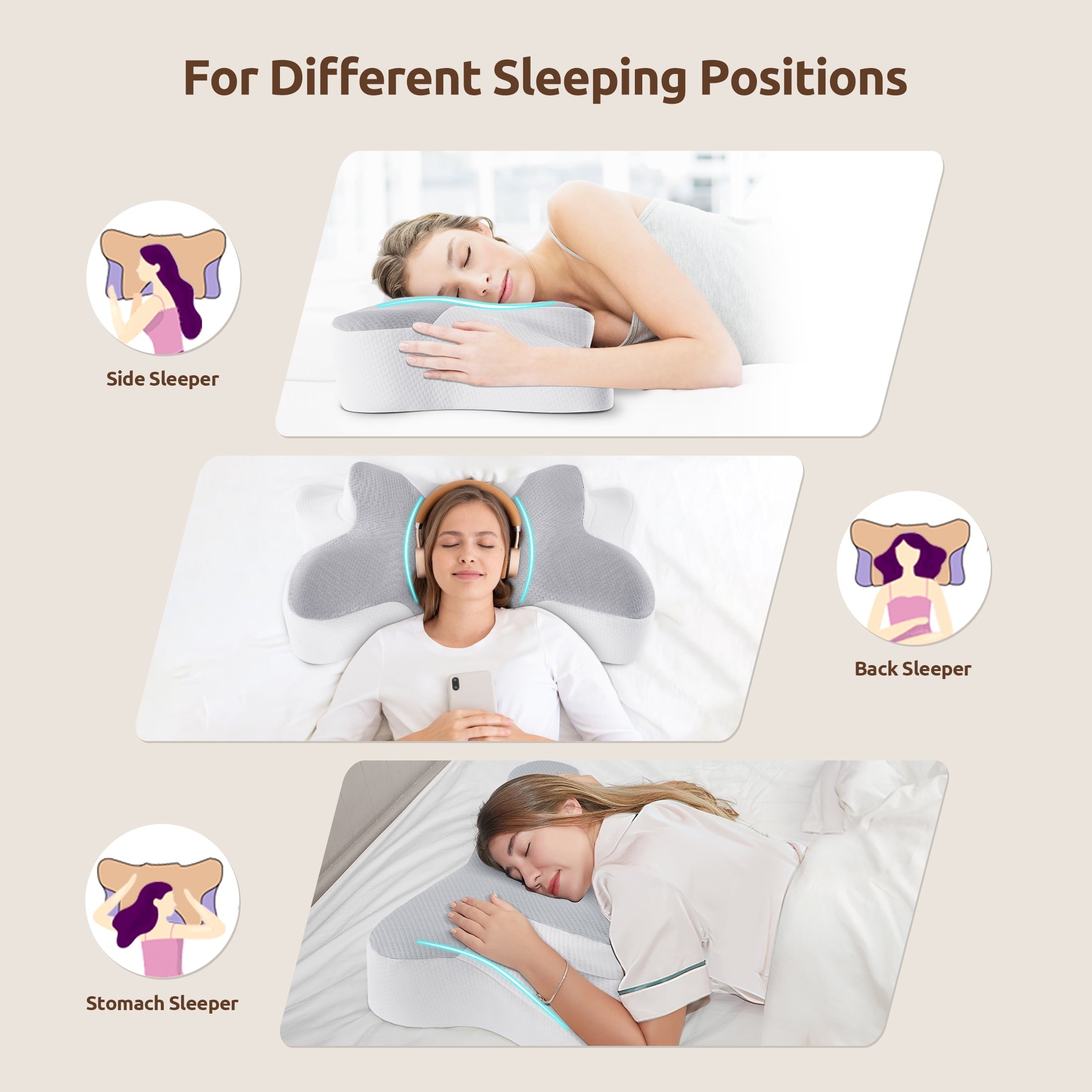 Hotel Collection Memory Foam Pillow for Neck Pain Relief Cervical Sleepers Standard/Queen Gray - Hotel Quality Plush Sleeping Pillows Detail