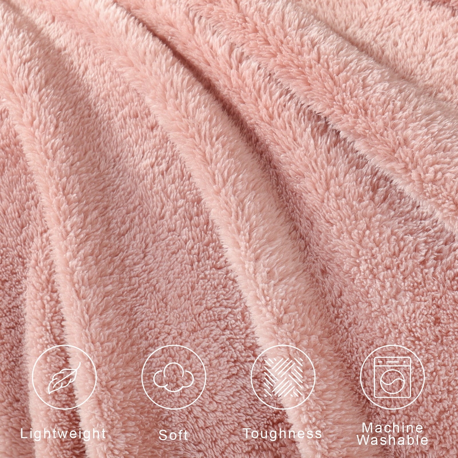 Cozy Fleece Soft Fleece Throw Blanket for Couch, Super Soft Velvet Plush Bed Blanket, 50x60 Inches, Pink - Luxury Knitted Decorative Throw Blanket with Fringes Detail