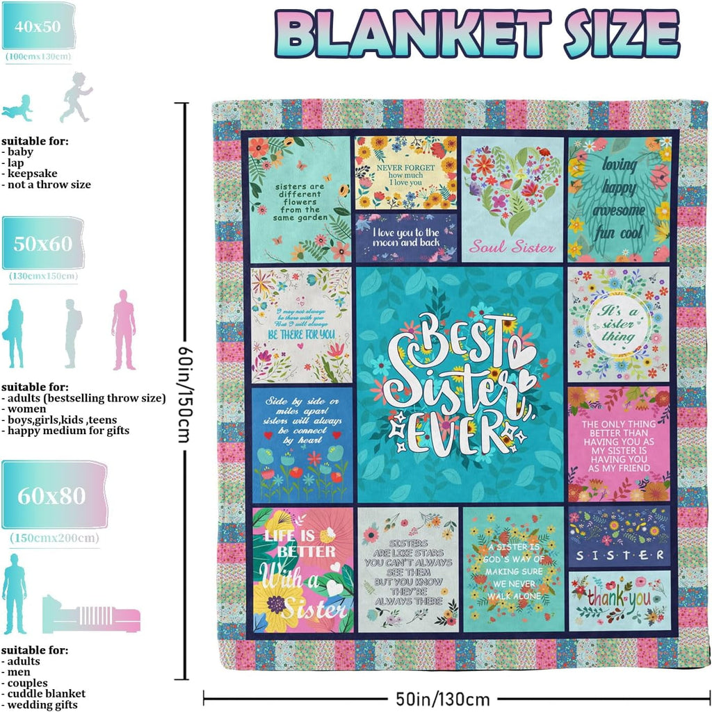 Lightweight Warm Sister Gifts Blanket for Birthday, Mother's Day, Christmas - Big Sister Gift Ideas - Cozy Fleece Throw Blanket for Couch & Bed Detail