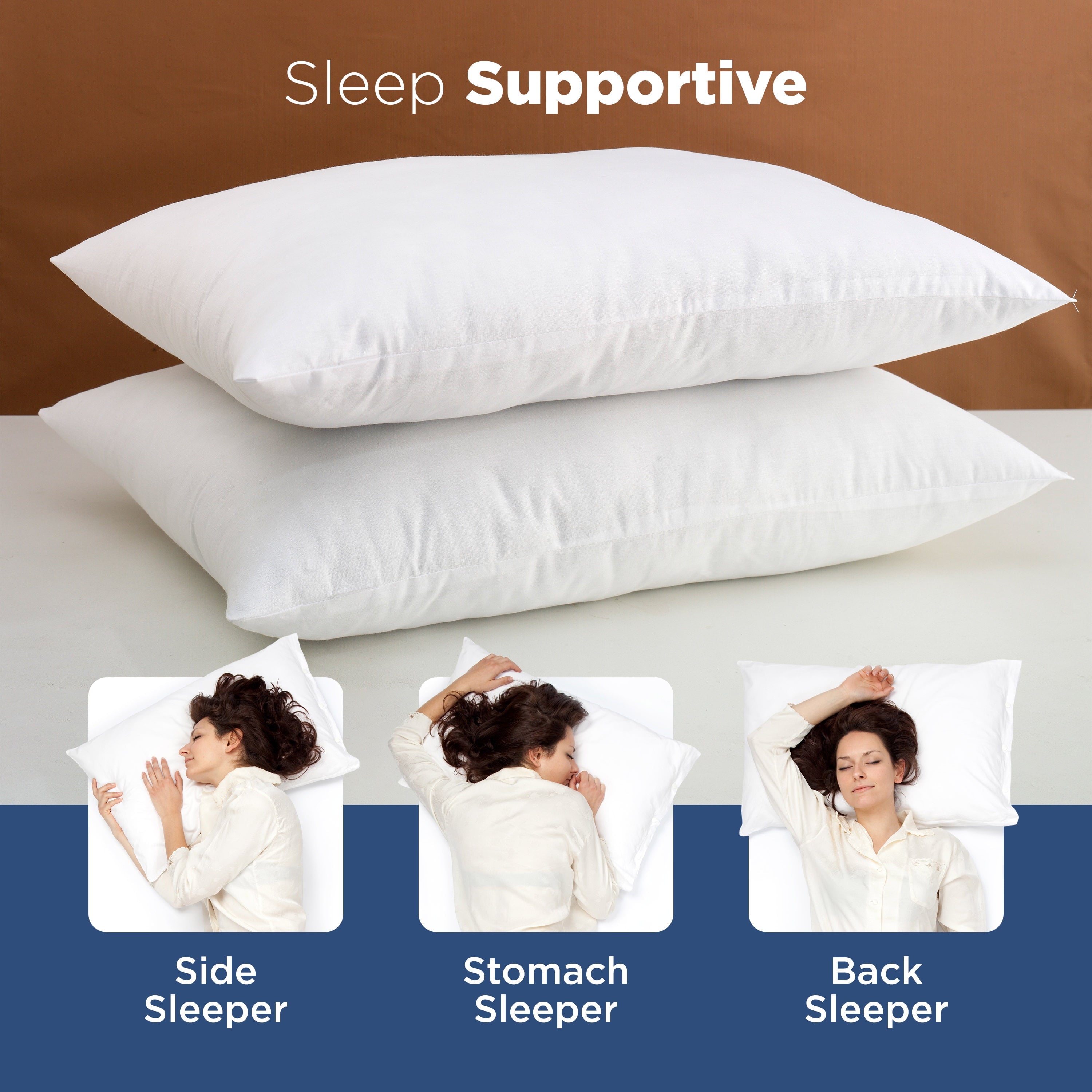 Decorative Plump 2-Pack Down Alternative White Bed Pillows, Standard - Hotel Quality Plush Sleeping Pillows Detail