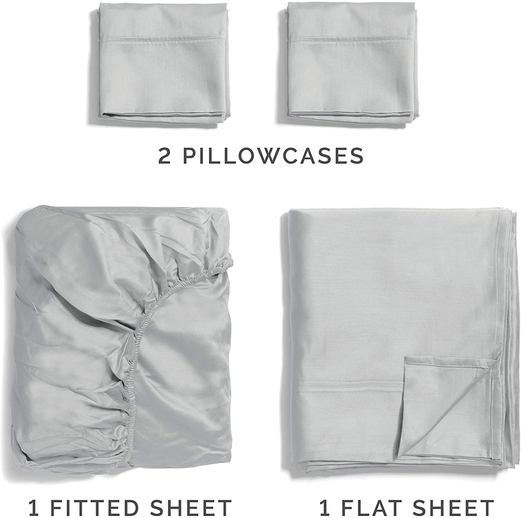 Ultra-Soft 4-Piece 400 Thread Count Cotton Sheet Set - King Size 100% Cotton Sateen Bed Sheets Fits 18"-24" Mattresse... - Cooling Hotel Quality Bedding Sheets and Pillowcases Detail