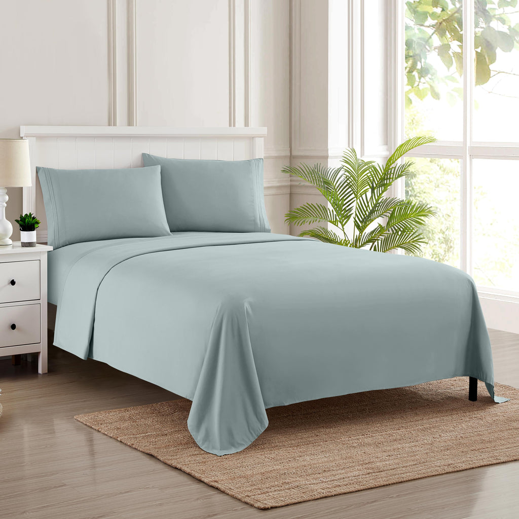 Ultra-Soft 1800 Series Classic 4-Piece 1800 Thread Count 100 GSM Bed Sheet, Queen - Premium Ultra-Soft Pillowcase Pair for Sleeping Detail