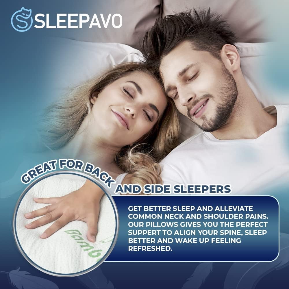 Ergonomic Memory Foam Memory Foam Pillows Queen Size Set of 2 - Cooling Bed Pillows for Sleeping - Back, Stomach, Side Sleeper Firm, Comfy ... - Hotel Quality Plush Sleeping Pillows Detail