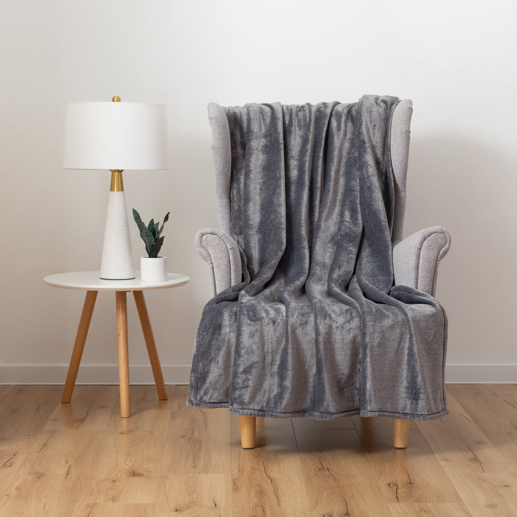 Lightweight Warm Plush Heathered Soft Oversized Throw Blanket, Gray - Cozy Fleece Throw Blanket for Couch & Bed Detail