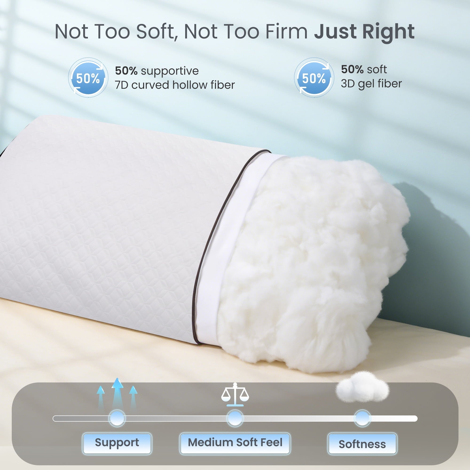 Orthopedic Support Bed Pillows Hotel Collection Luxury Down Alternative Pillow for Beds 2 Pack, Medium Support for Side & Back Sleepers ... - Hotel Quality Plush Sleeping Pillows Detail