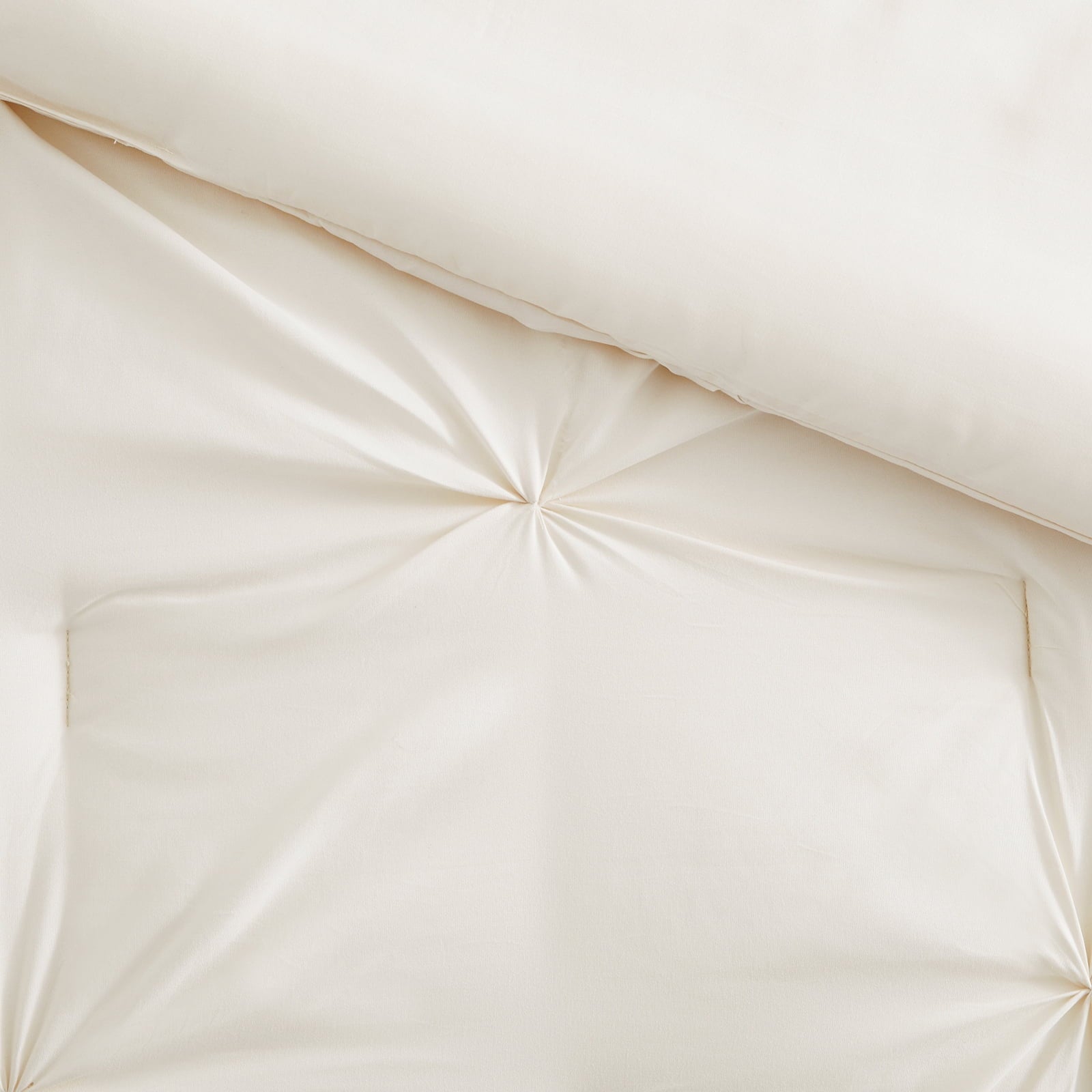 All-Season Comforter Set, 3-Piece, Queen, Pleated Wrinkle-Resistant Microfiber Bedding, Ivory, All-Season - Luxurious Quilted Duvet Cover Set Detail
