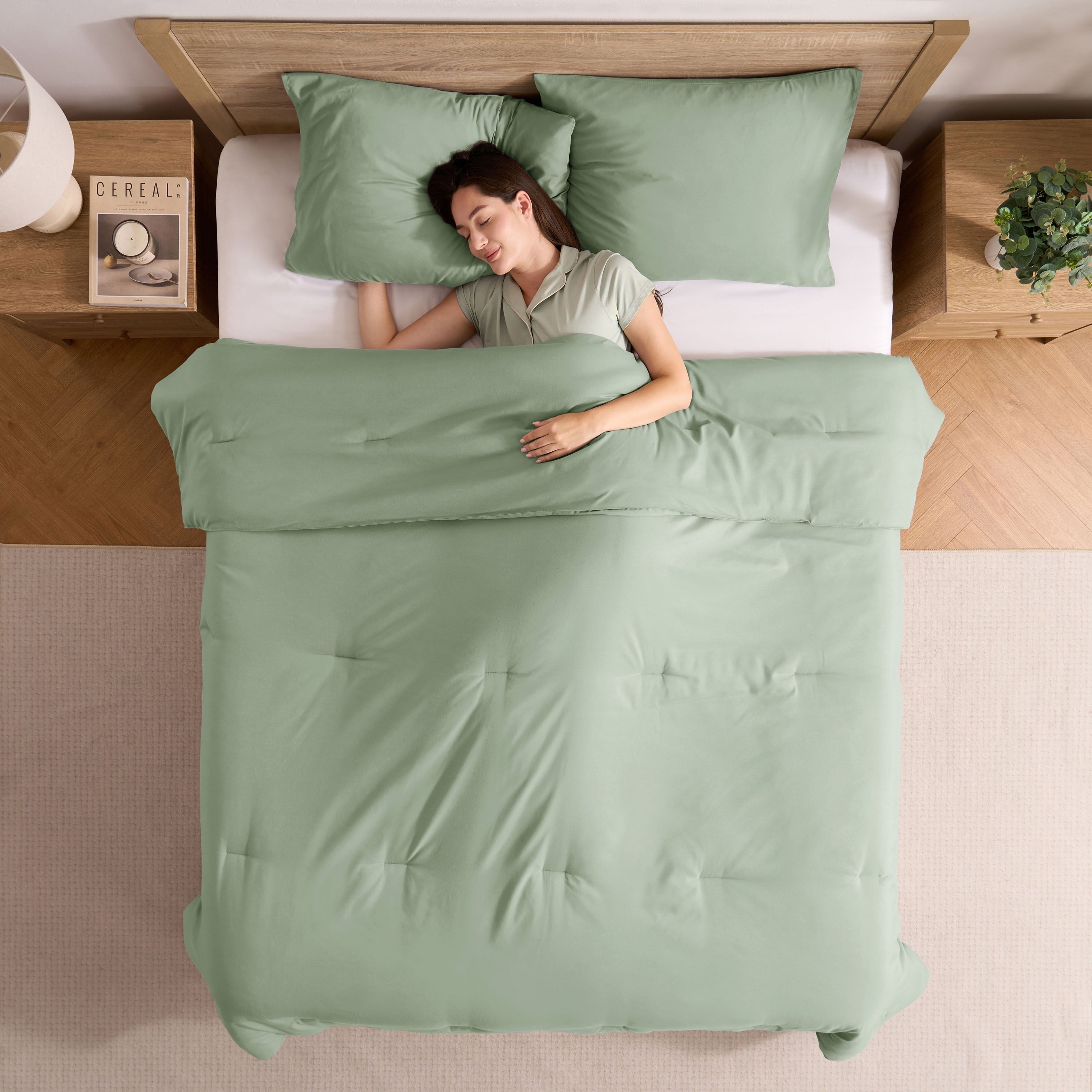 Heavyweight Warmth Comforter Sets, All Season Lightweight Solid Queen Comforter Set, 3-Pc Bedding Sets, Sage Green - Hypoallergenic Ultra-Fluffy Quilt for Winter Detail