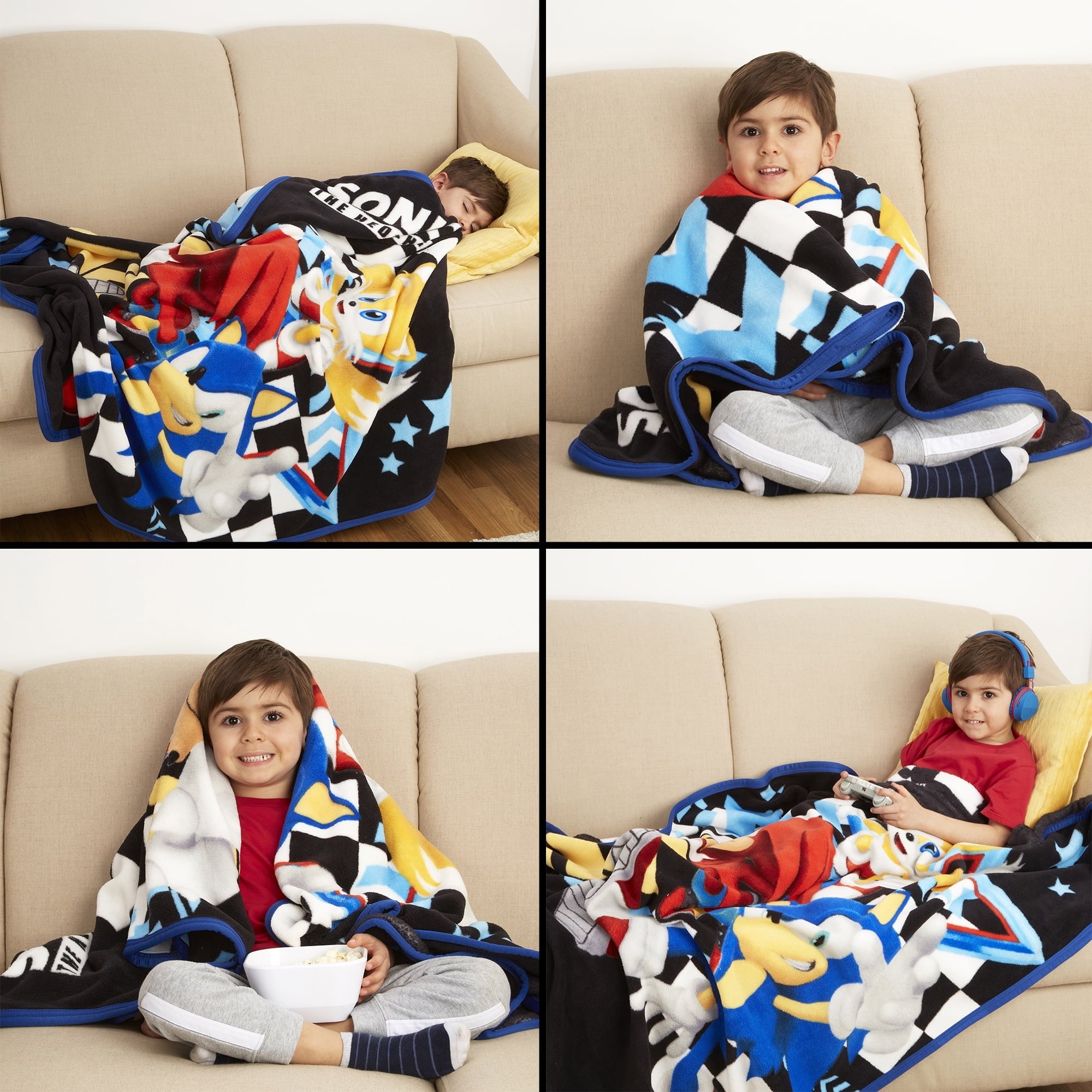 Decorative Knitted Kids Black Print Fleece Throw Blanket, 46 x 60 - Lightweight Plush Warm Blanket for All Seasons Detail