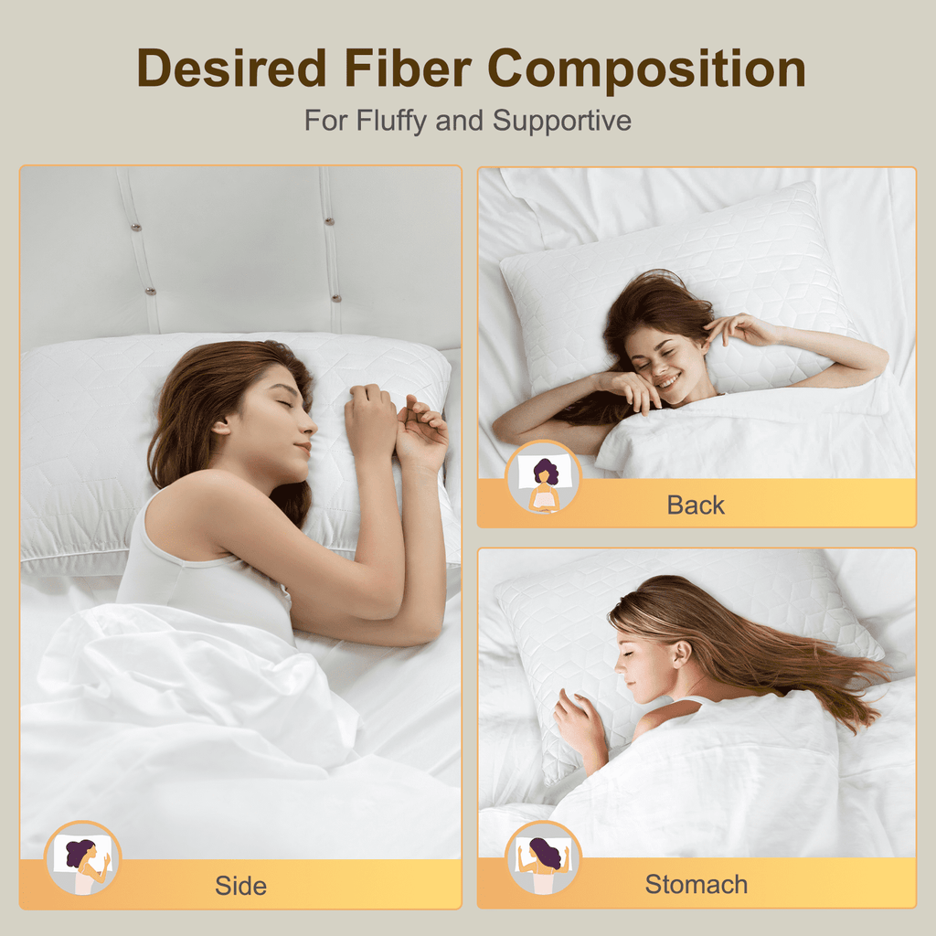 Fluffy Shredded Bed Pillows Queen Size Set of 2, Hotel Gusseted Pillows for Sleeping, Alternative to Down Pillows, Soft Supportive & ... - Ergonomic Memory Foam Pillow for Neck Pain Support Detail
