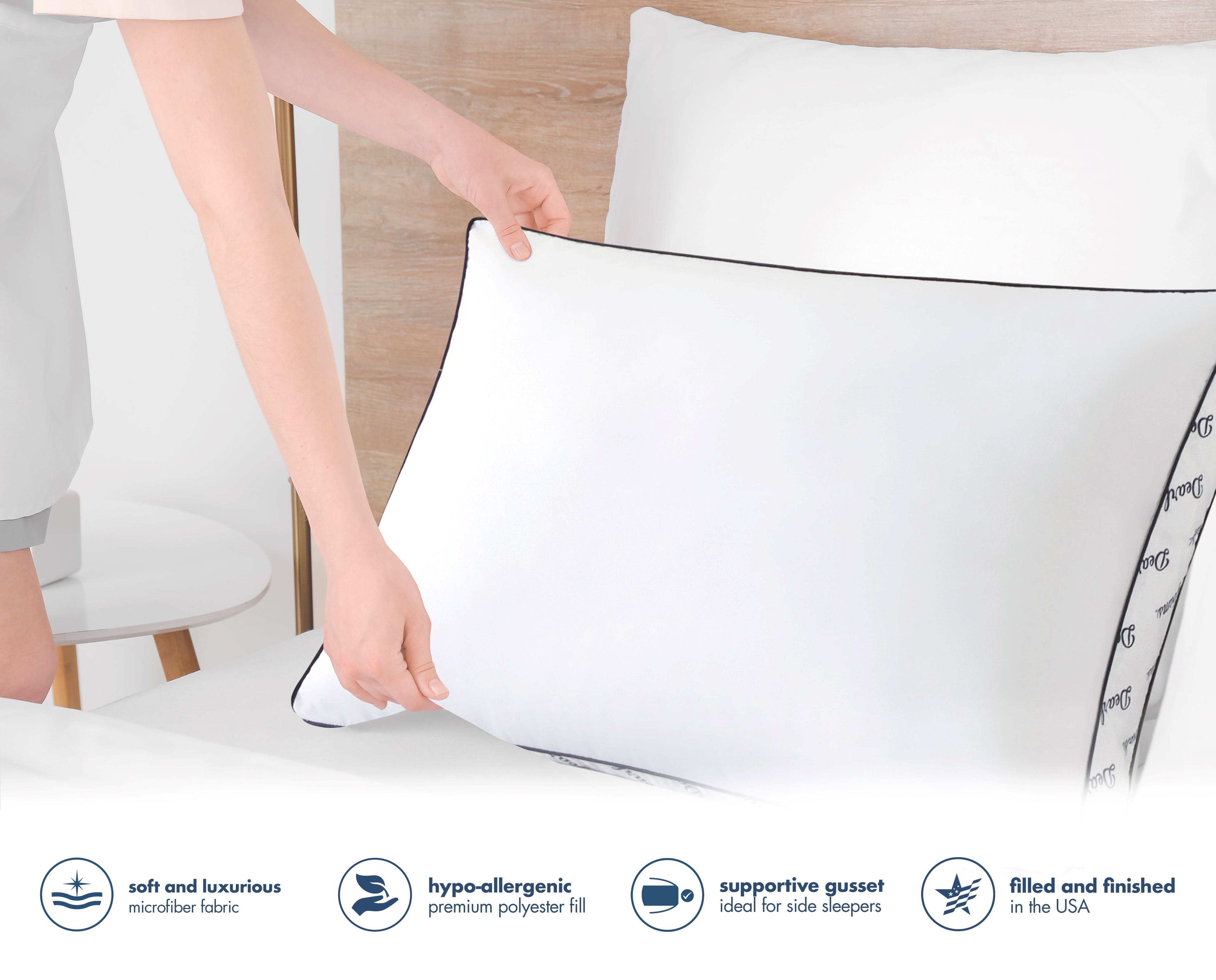 Fluffy Shredded Cozy Gusseted Bed Pillow Standard, White - Hotel Quality Plush Sleeping Pillows Detail