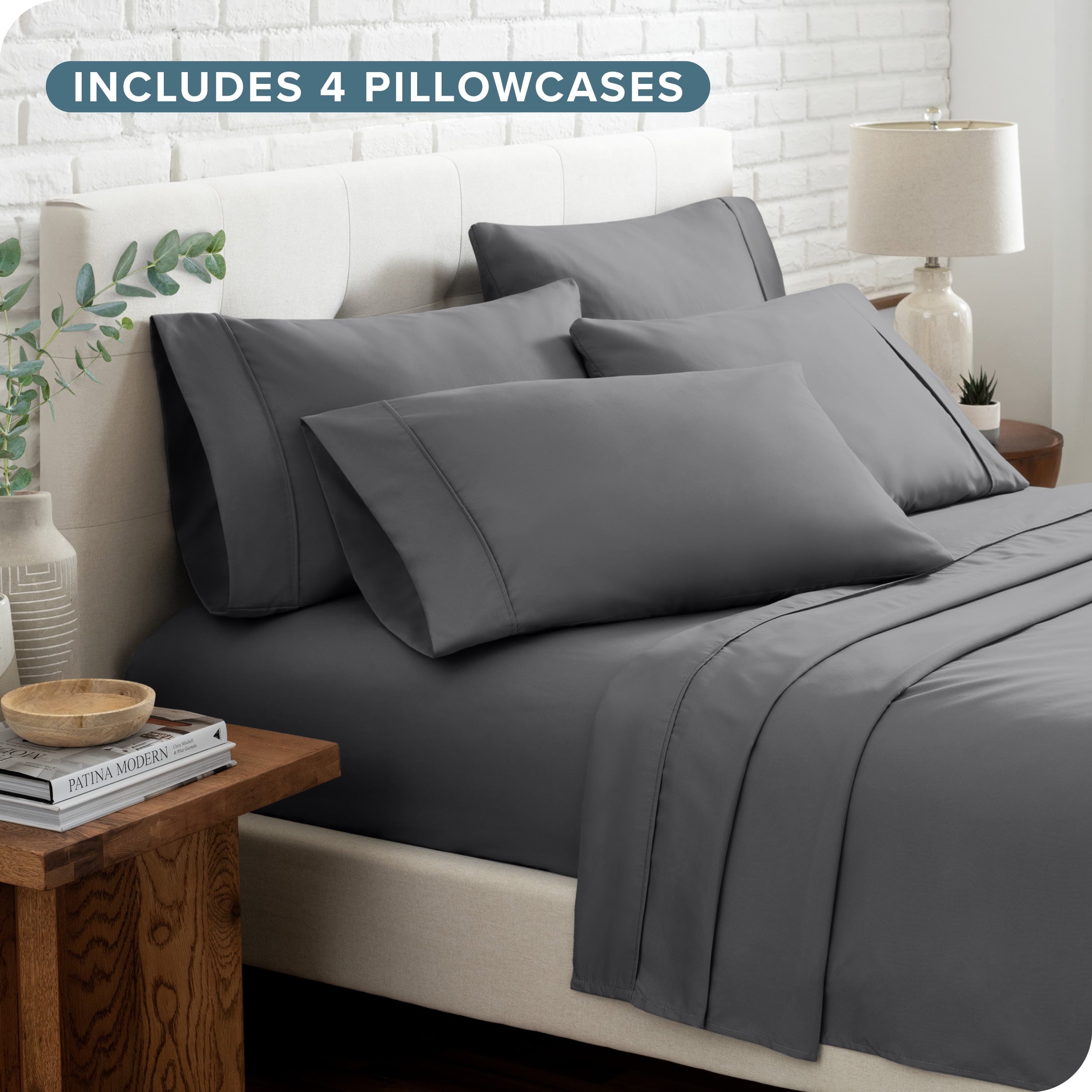 Ultra-Soft Luxury Bed Sheet Set- 6 Piece - Queen, Gray - Luxury Bed Sheet Set with Deep Pockets Detail