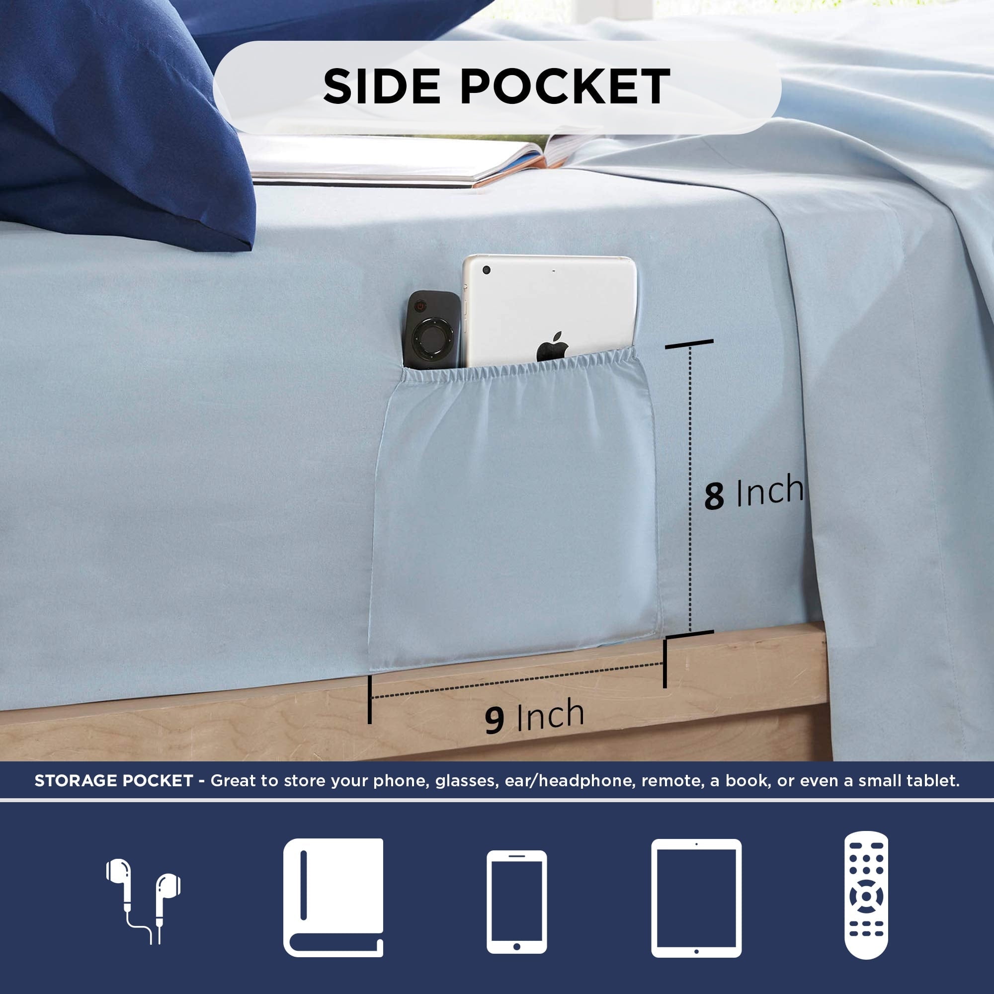 All-Season Queen Size Comforter Set, 9-Piece Bed in a Bag Queen, Navy Blue Bedding Comforter Set with Comforter, Flat Sheets, Fi... - All-Season Down Alternative Comforter Insert Detail