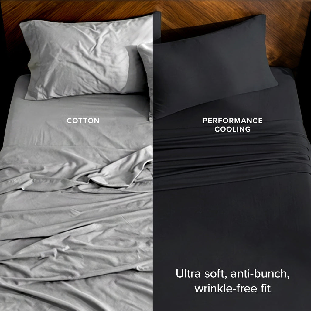 Premium Egyptian Cotton Cooling Performance Jersey Knit Stretch Sheet Set, Moisture-Wicking & Breathable, 4-Way Stretch Bed Sheets, Envelope ... - Cooling Hotel Quality Bedding Sheets and Pillowcases Detail