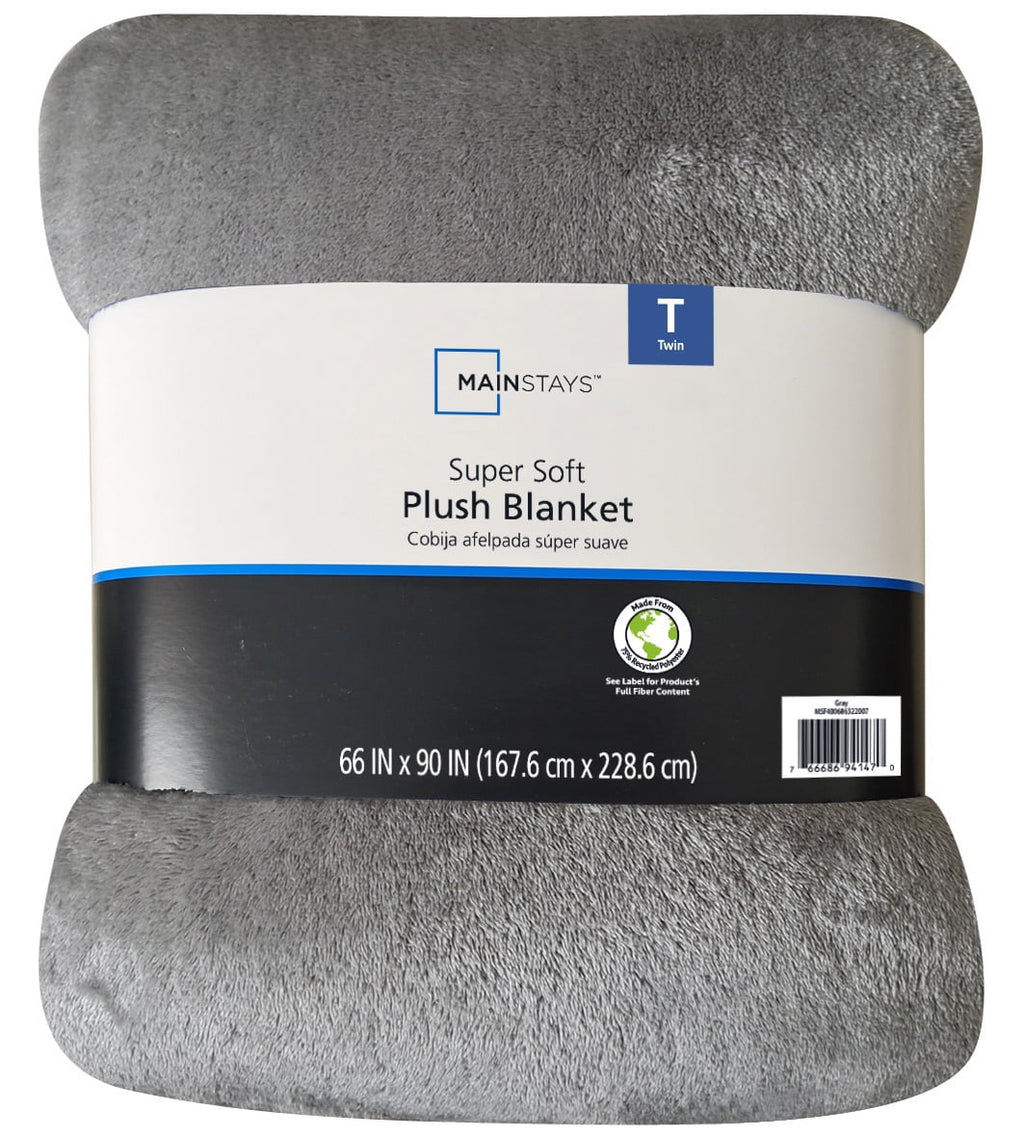 Reversible Sherpa Super Soft Plush Blanket, Gray, Twin, Adult/Teen - Luxury Knitted Decorative Throw Blanket with Fringes Detail