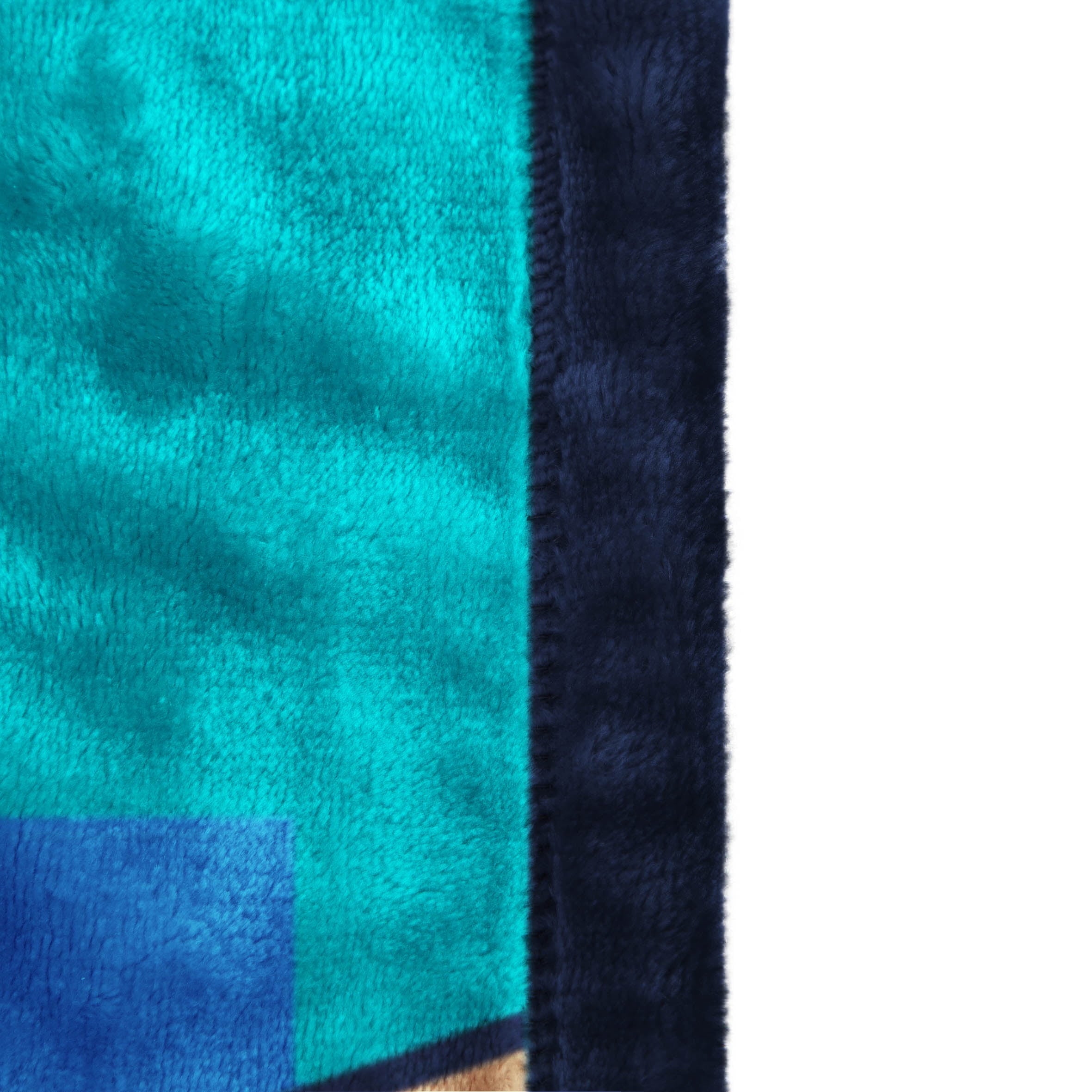 Decorative Knitted Minecraft Kids Twin/Full Blanket, 62 x 90, Microfiber, Green and Blue - Super Soft Reversible Sherpa Flannel Blanket Detail