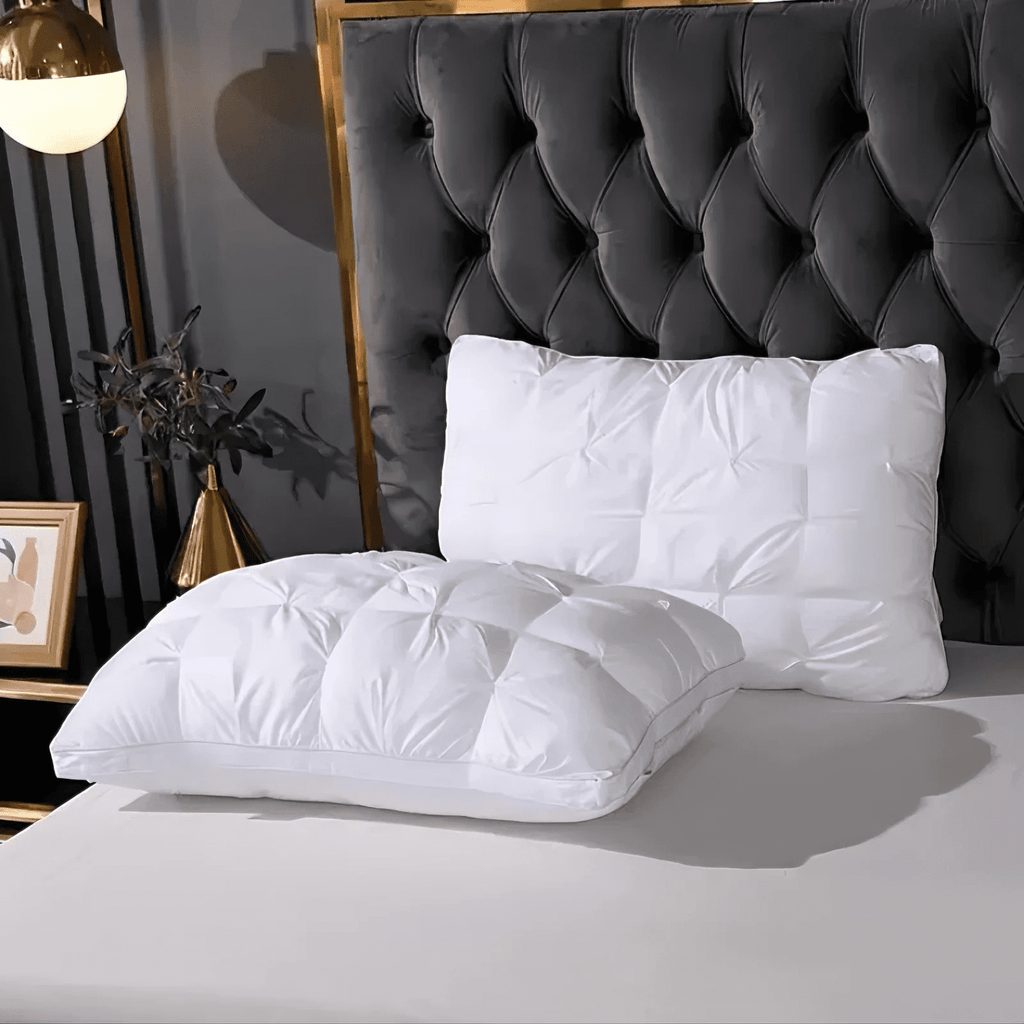 Hotel Collection Queen Size Bed Pillows Set of 2, Hotel Quality, Down Alternative Gusseted Bed Pillows for Side, Back, or Stomach Slee... - Orthopedic Shredded Foam Bed Pillow Set Detail