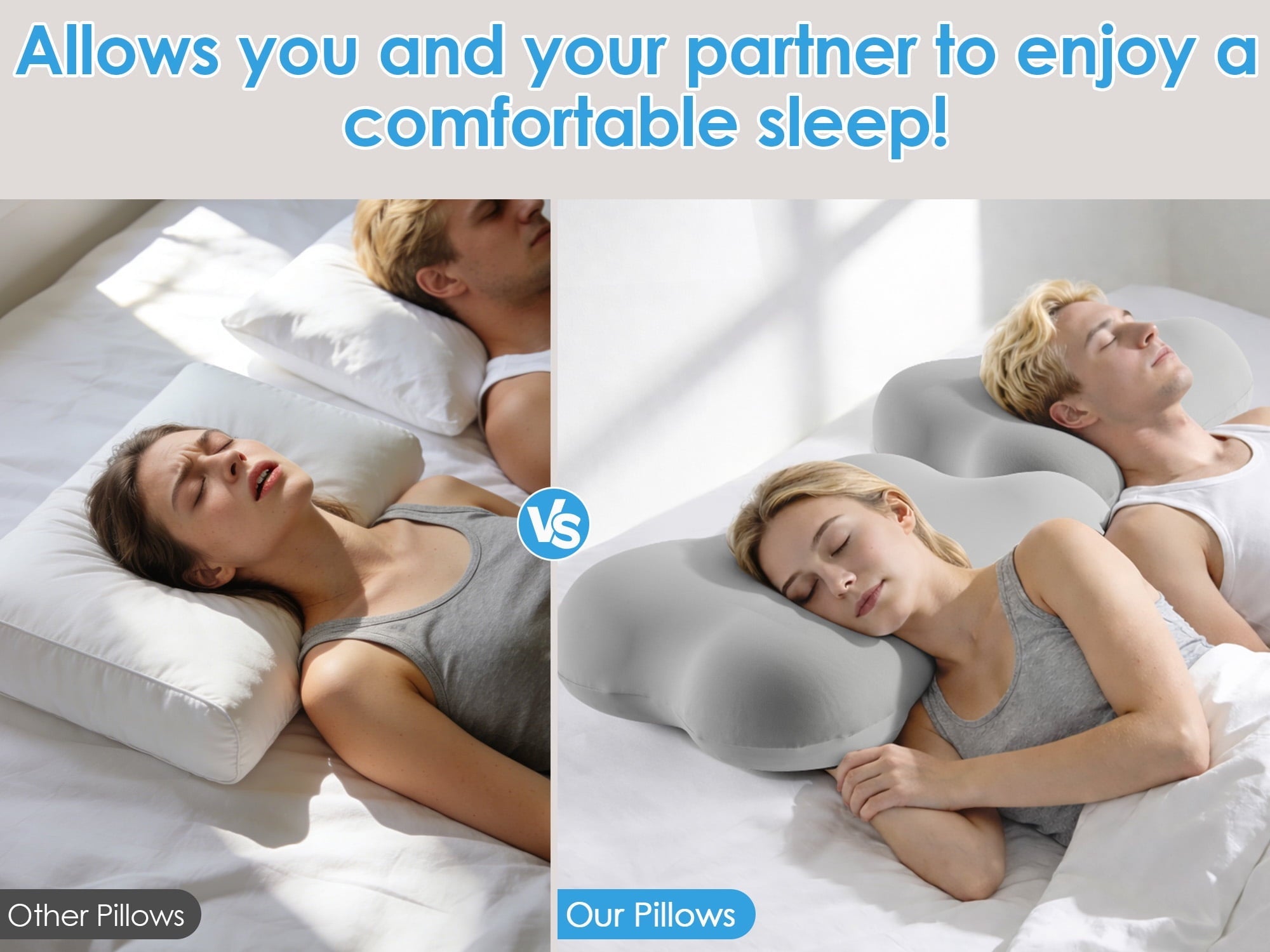 Fluffy Shredded Cervical Pillow Orthopedic Cervical Pillow for Neck Pain Relief, Memory Foam Bed Pillow with Pillowcase, Contour Bed ... - Hotel Quality Plush Sleeping Pillows Detail