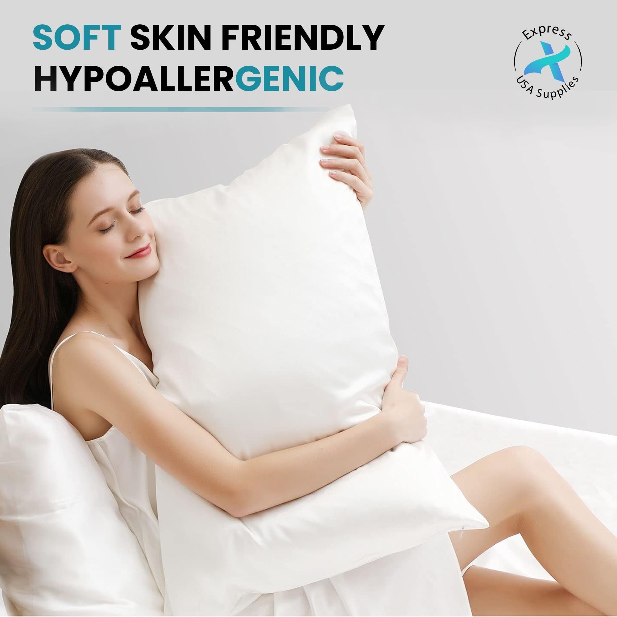 Orthopedic Support 2-Pack Standard Bed Pillows – Soft, Breathable & Hypoallergenic for Better Sleep - Decorative Throw Pillow Cushion for Sofa & Bed Detail