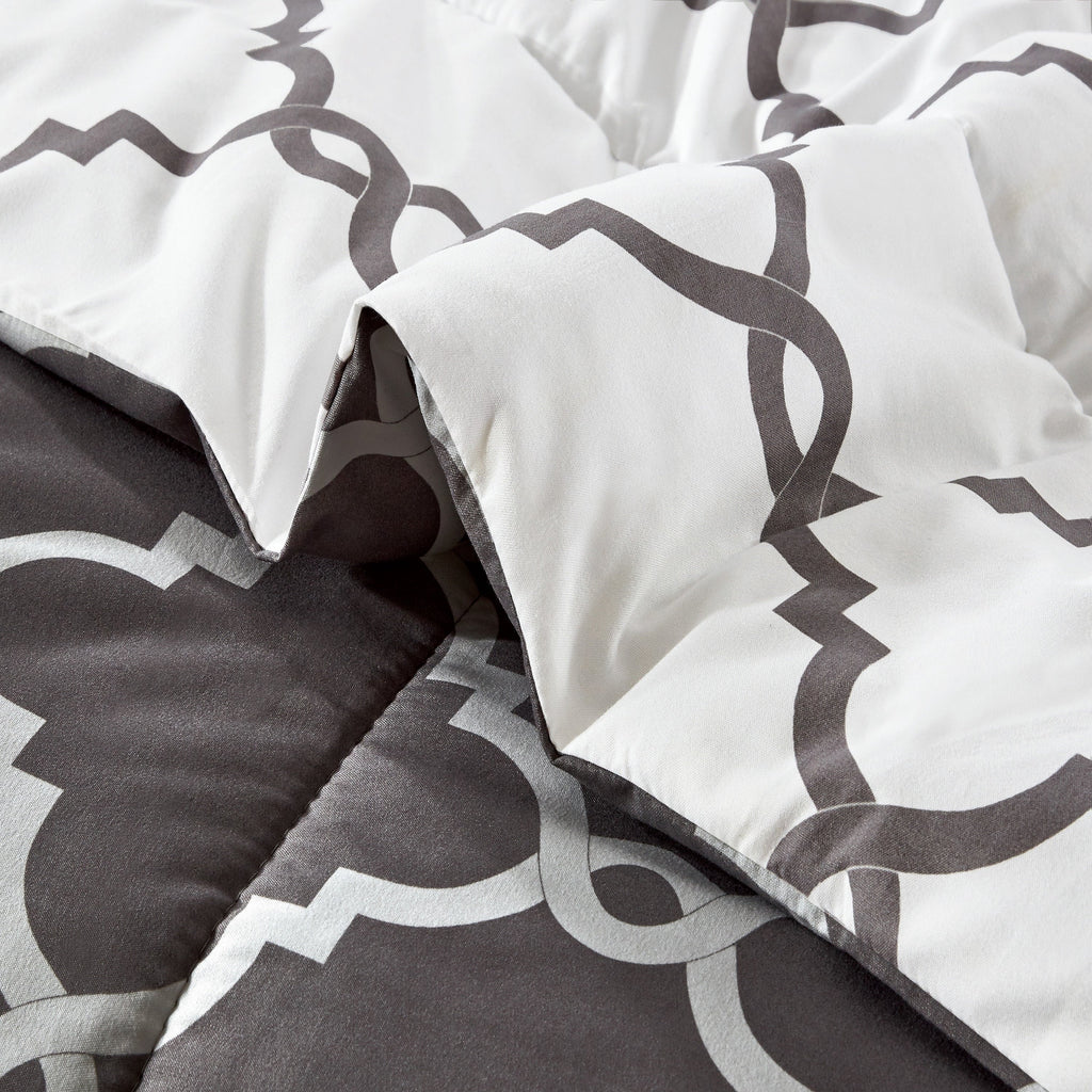 All-Season 4 Piece Geometric Twin Comforter Set - Polyester Filling Reversible Washable Comforter Set - Hypoallergenic Ultra-Fluffy Quilt for Winter Detail