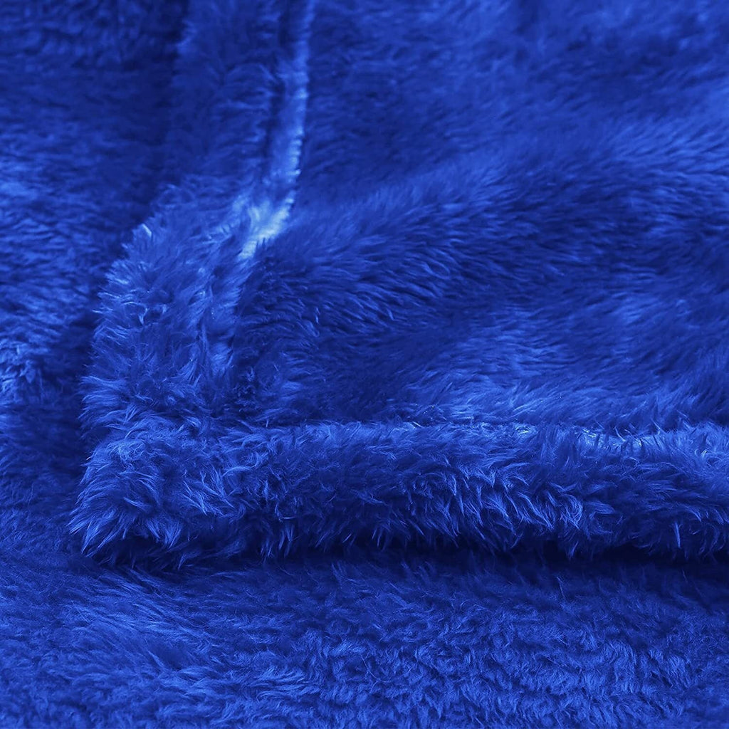 Lightweight Warm Plush Fuzzy Fleece Throw Blanket (40" x 50", Cobalt Blue)- Soft, Warm and Lightweight - Luxury Knitted Decorative Throw Blanket with Fringes Detail