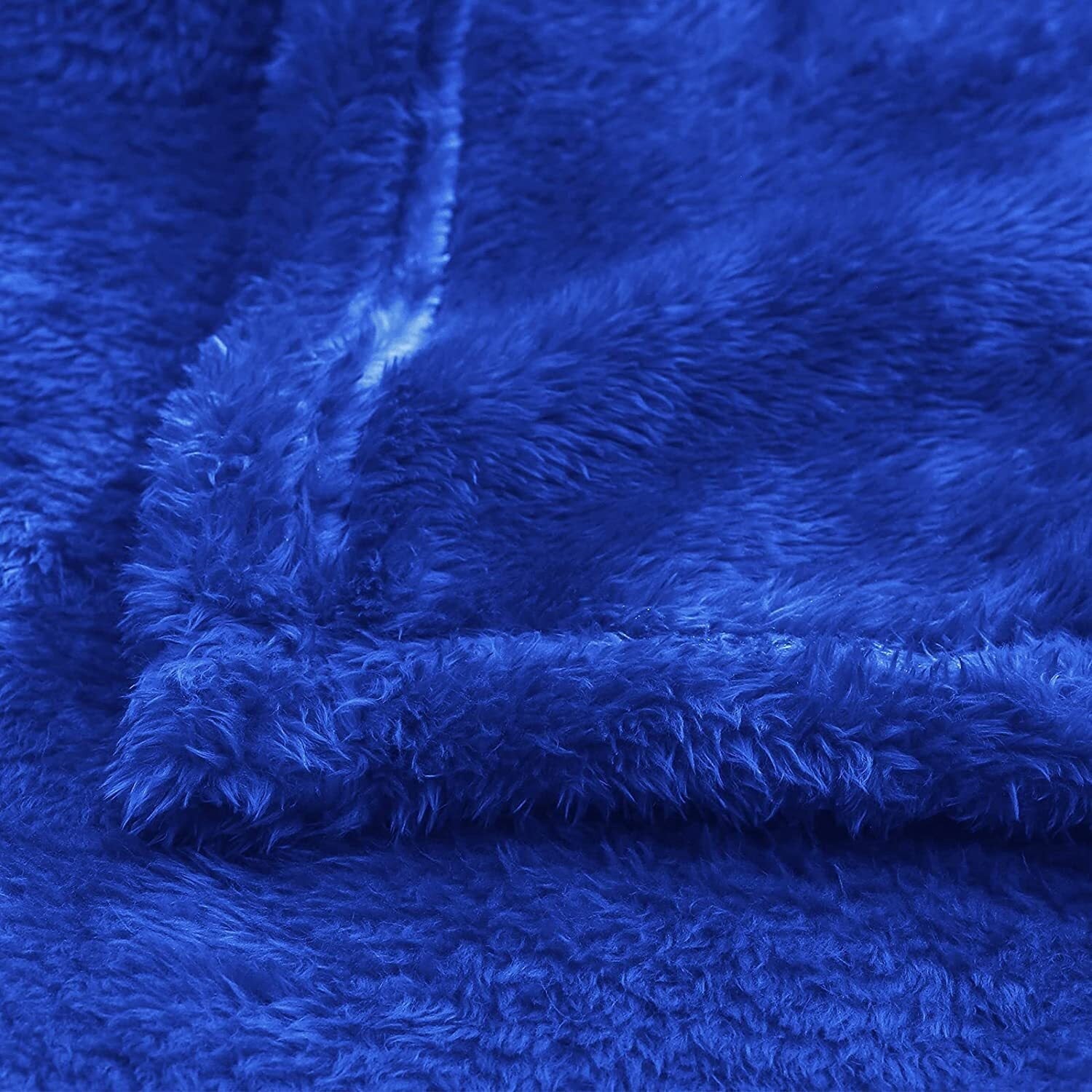 Lightweight Warm Plush Fuzzy Fleece Throw Blanket (40" x 50", Cobalt Blue)- Soft, Warm and Lightweight - Luxury Knitted Decorative Throw Blanket with Fringes Detail