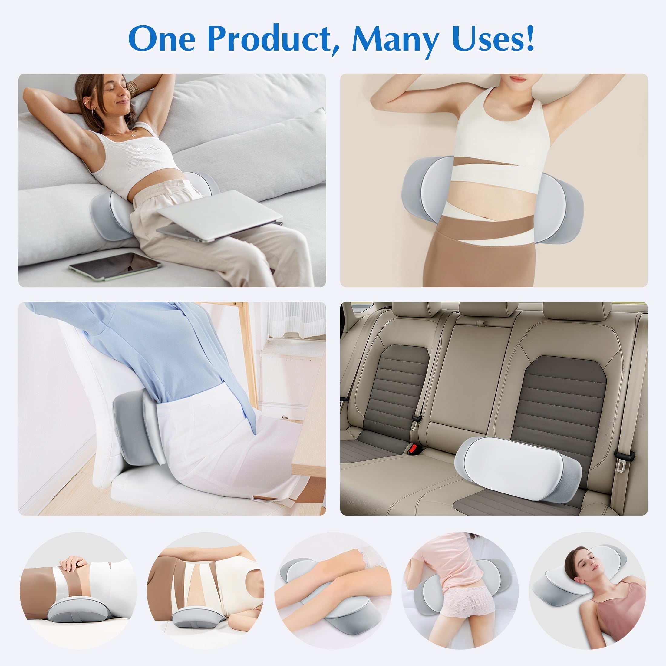 Ergonomic Memory Foam Lumbar Support Pillow for Bed Memory Foam Lower Back Pain Relief, Adjustable Waist Pillow for Sleeping & Side Sleeper... - Hotel Quality Plush Sleeping Pillows Detail